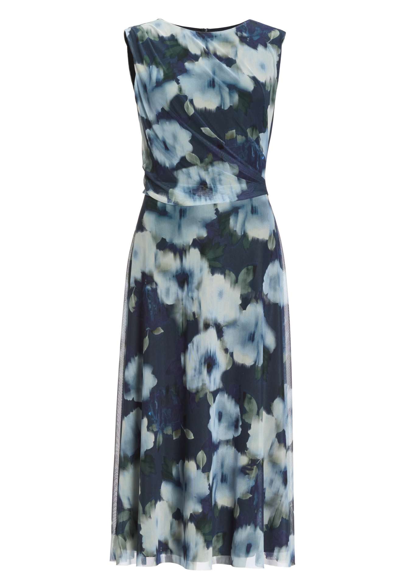 Midi Kleid aus weichem Mesh mit Ikat Druck