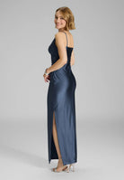 Abendkleid mit seitlicher Raffung aus Jersey Satin