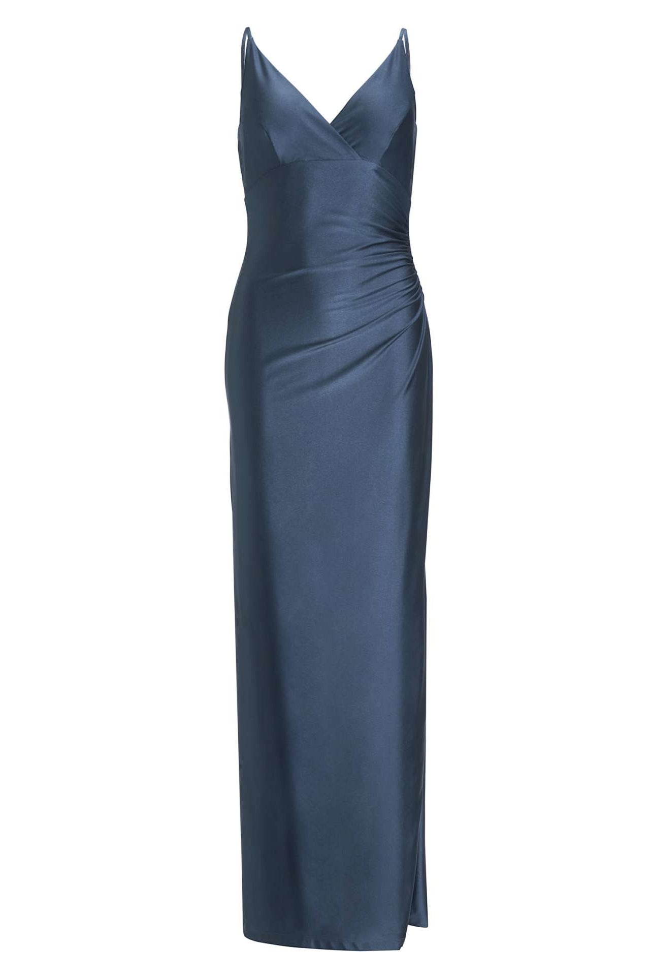 Abendkleid mit seitlicher Raffung aus Jersey Satin