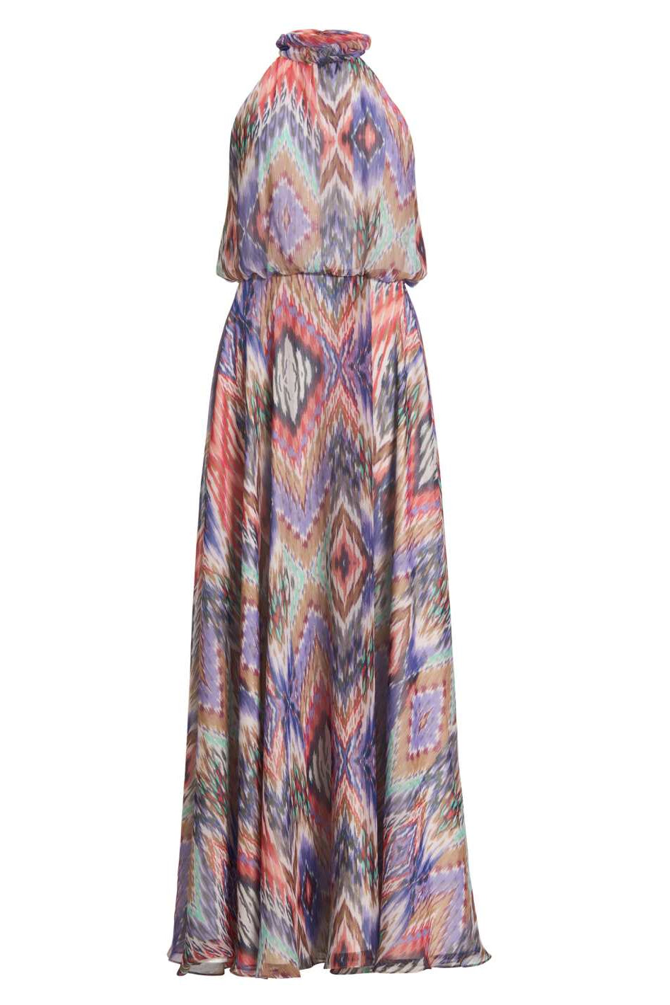 Maxikleid mit Beinschlitz aus Chiffon mit Zick Zack Print