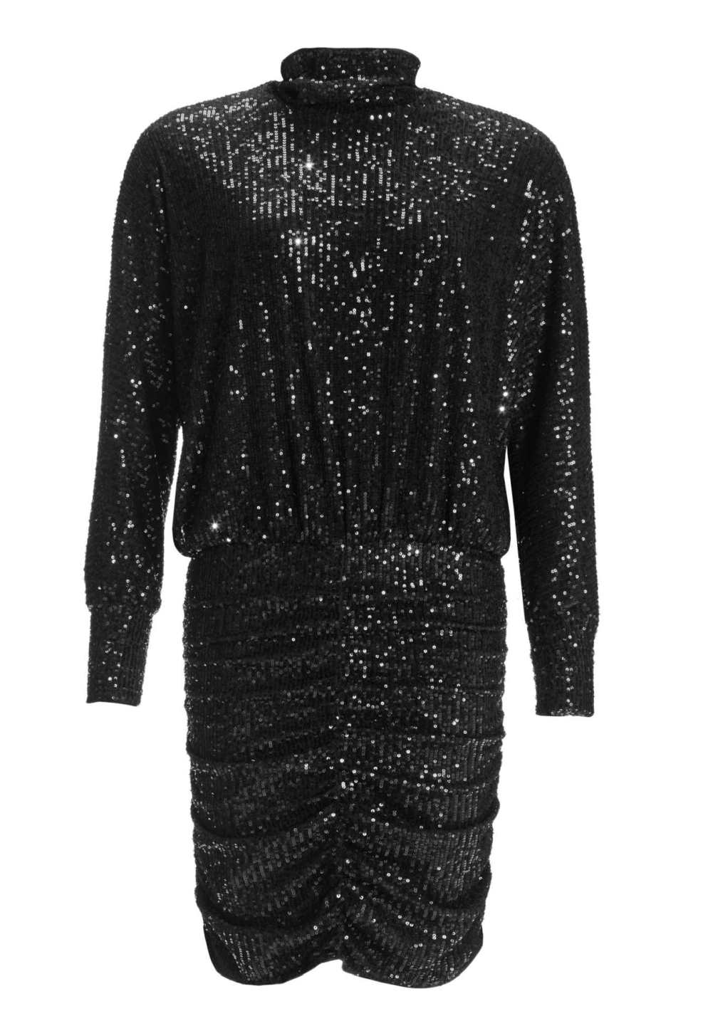 Kurzes Cocktailkleid aus elastischer Paillette mit Fledermausärmel