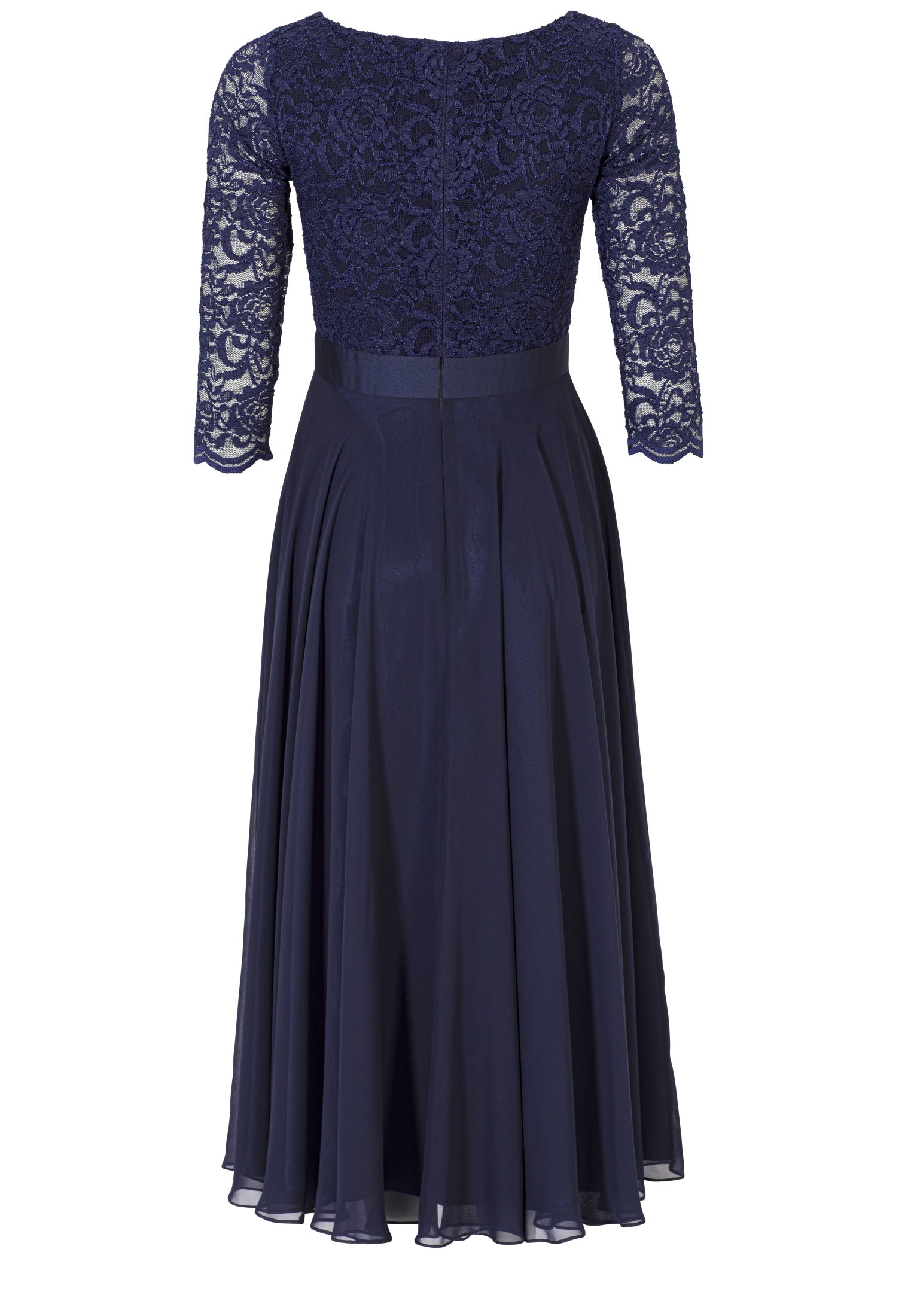 Abendkleid Midi mit Oberteil aus floraler Spitze und Chiffon Rock