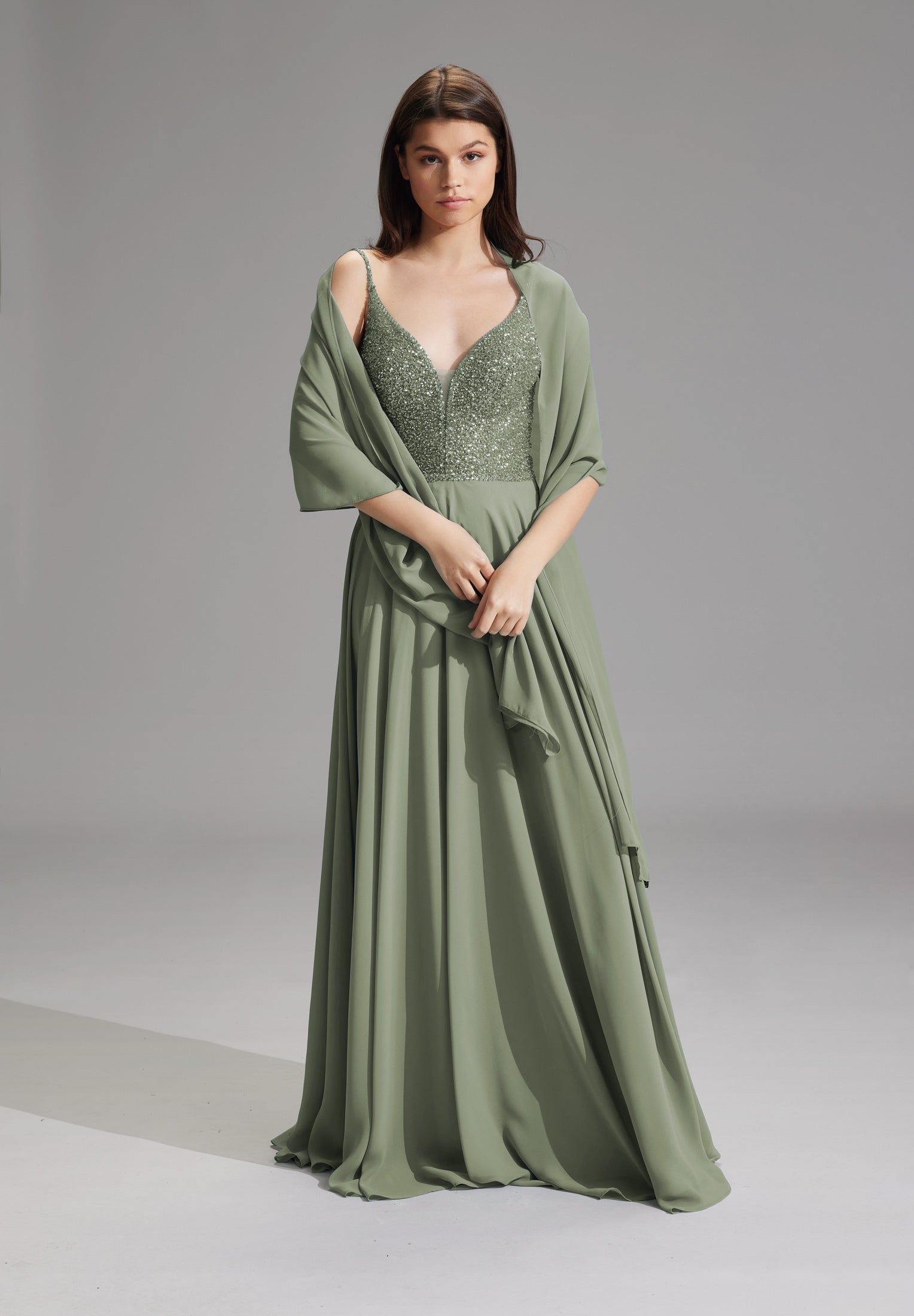 Stola aus Chiffon moss green One Size