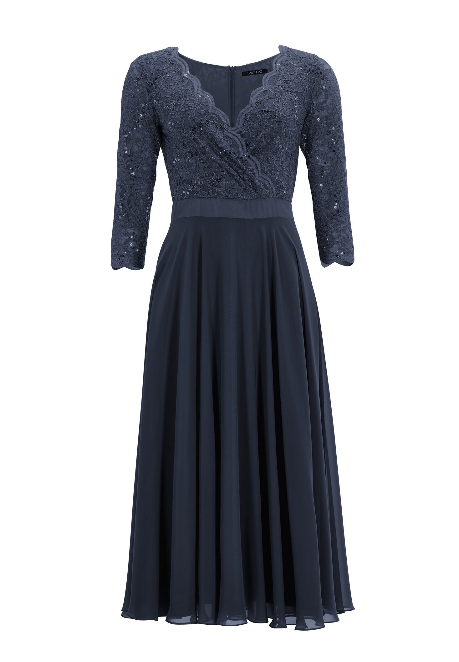 Cocktailkleid aus Material-Mix