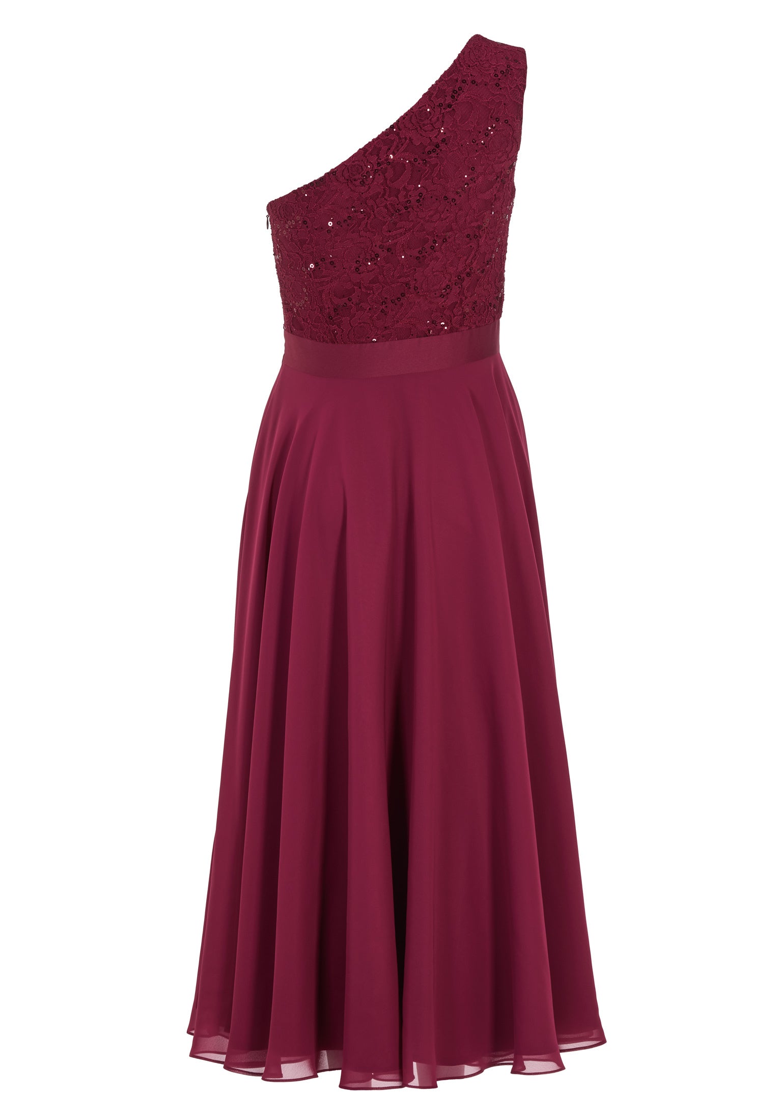 One Shoulder Midi Kleid aus Material Mix