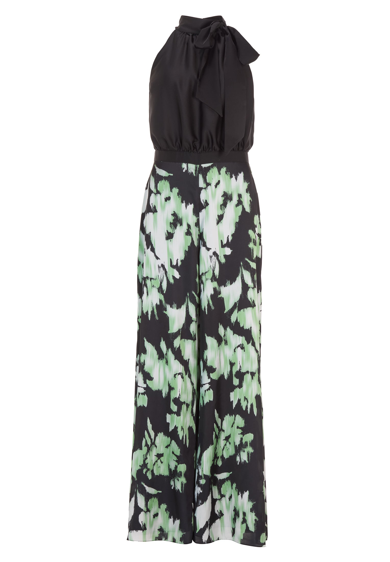 Jumpsuit mit Schluppenblusen Top und Druck Hose