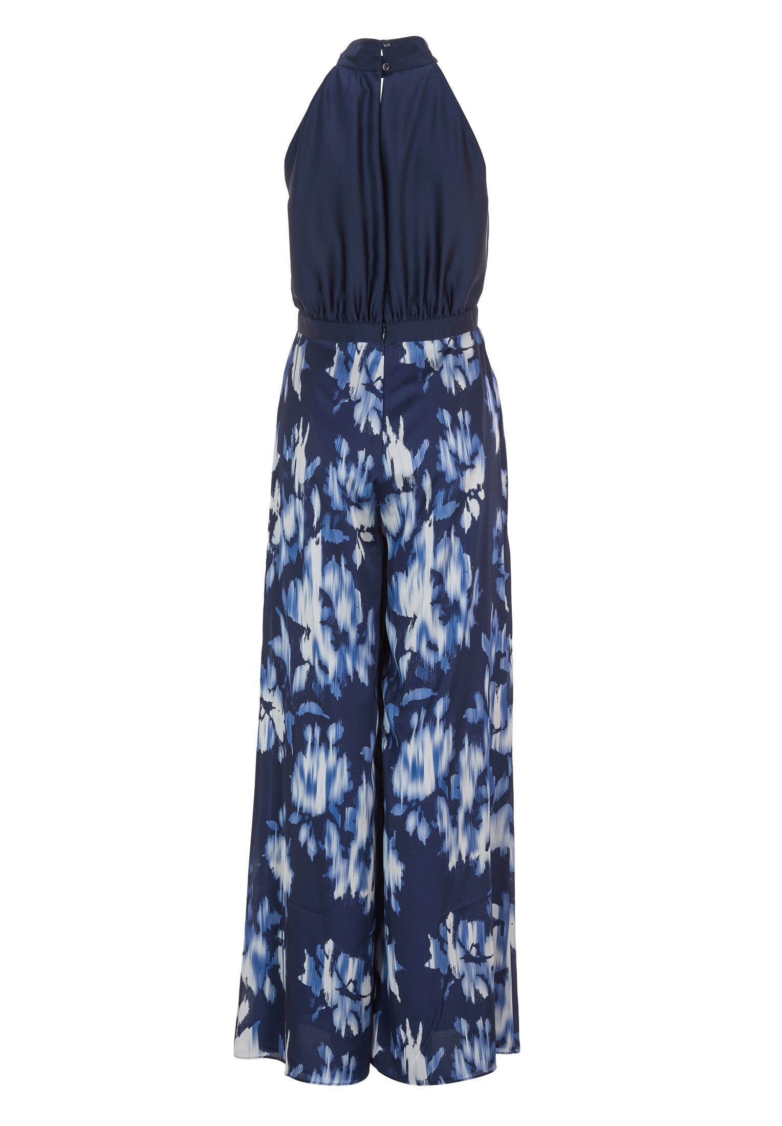 Jumpsuit mit Schluppenblusen Top und Druck Hose