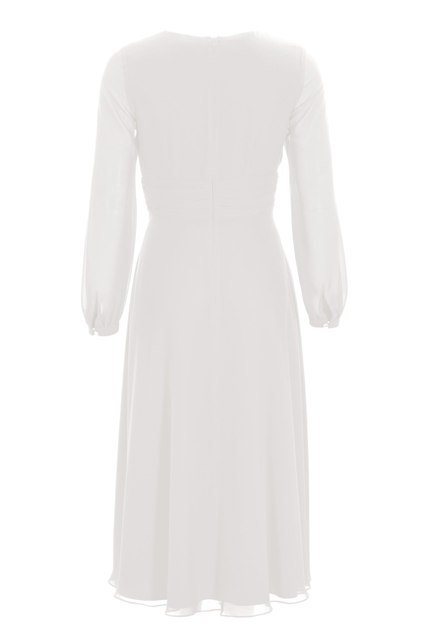 Tailliertes Midi Kleid aus Chiffon mit langen Ärmeln