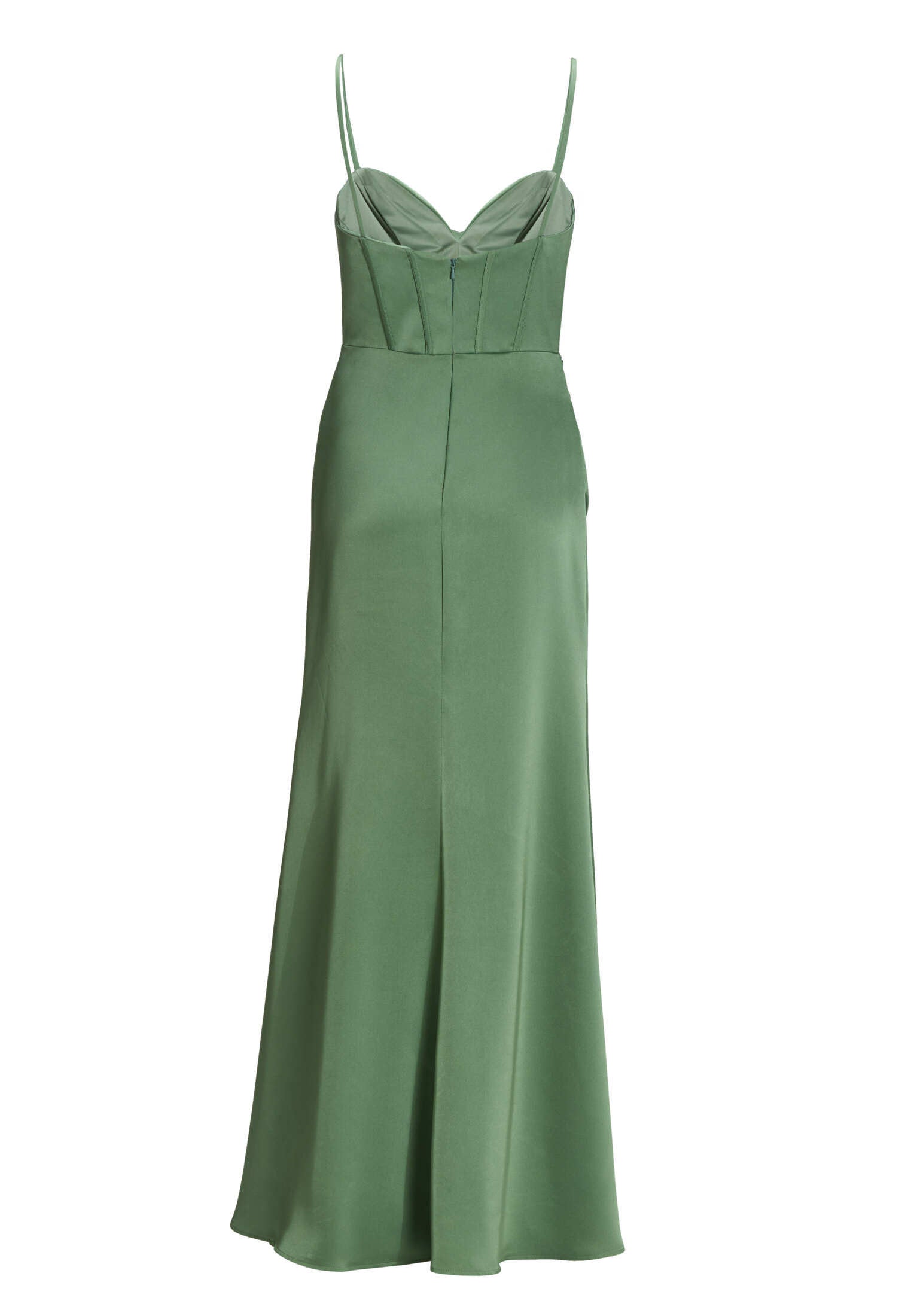 Satinkleid mit Drapierung und Beinschlitz