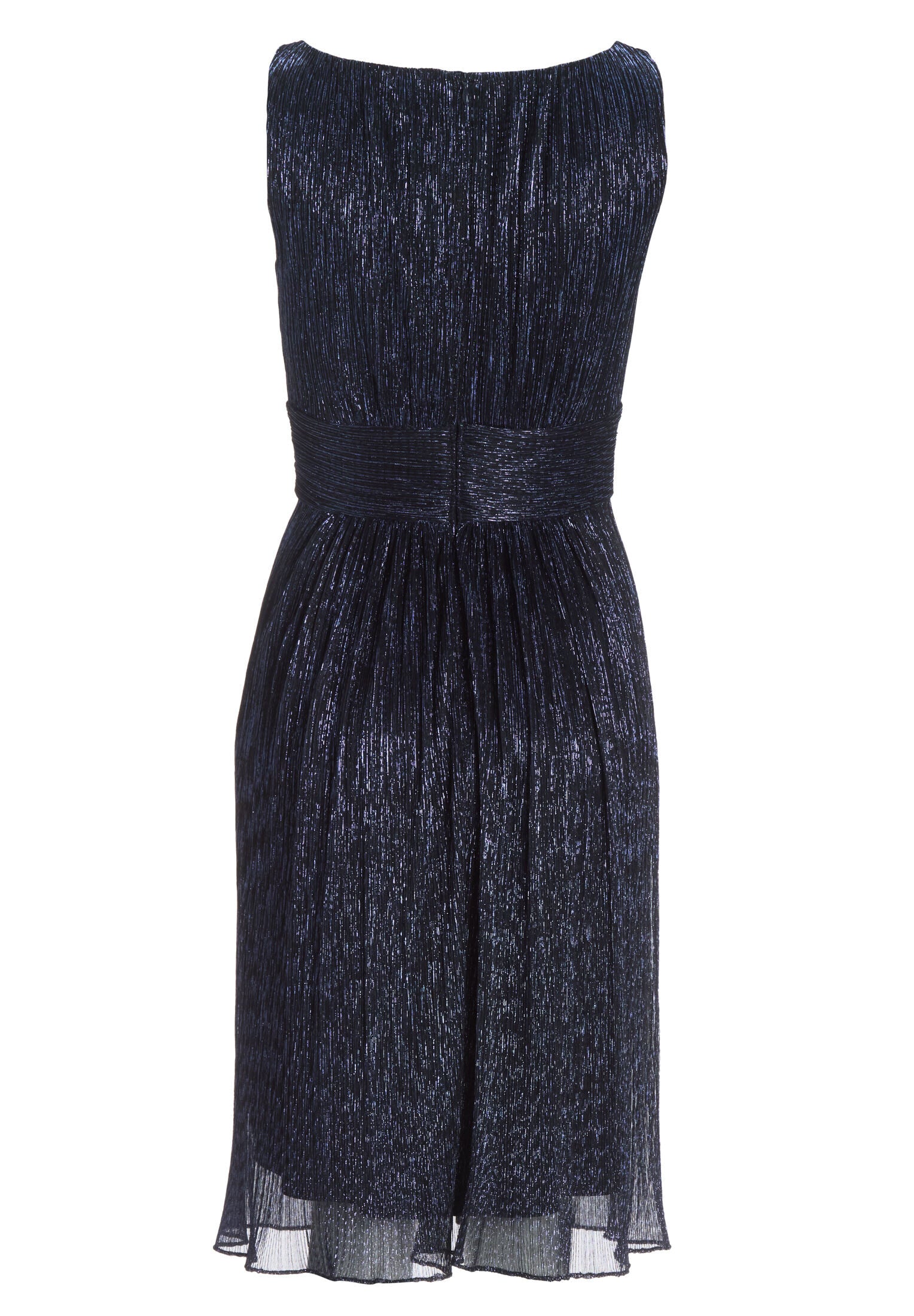 Plissiertes Metallickleid mit Taillenpasse