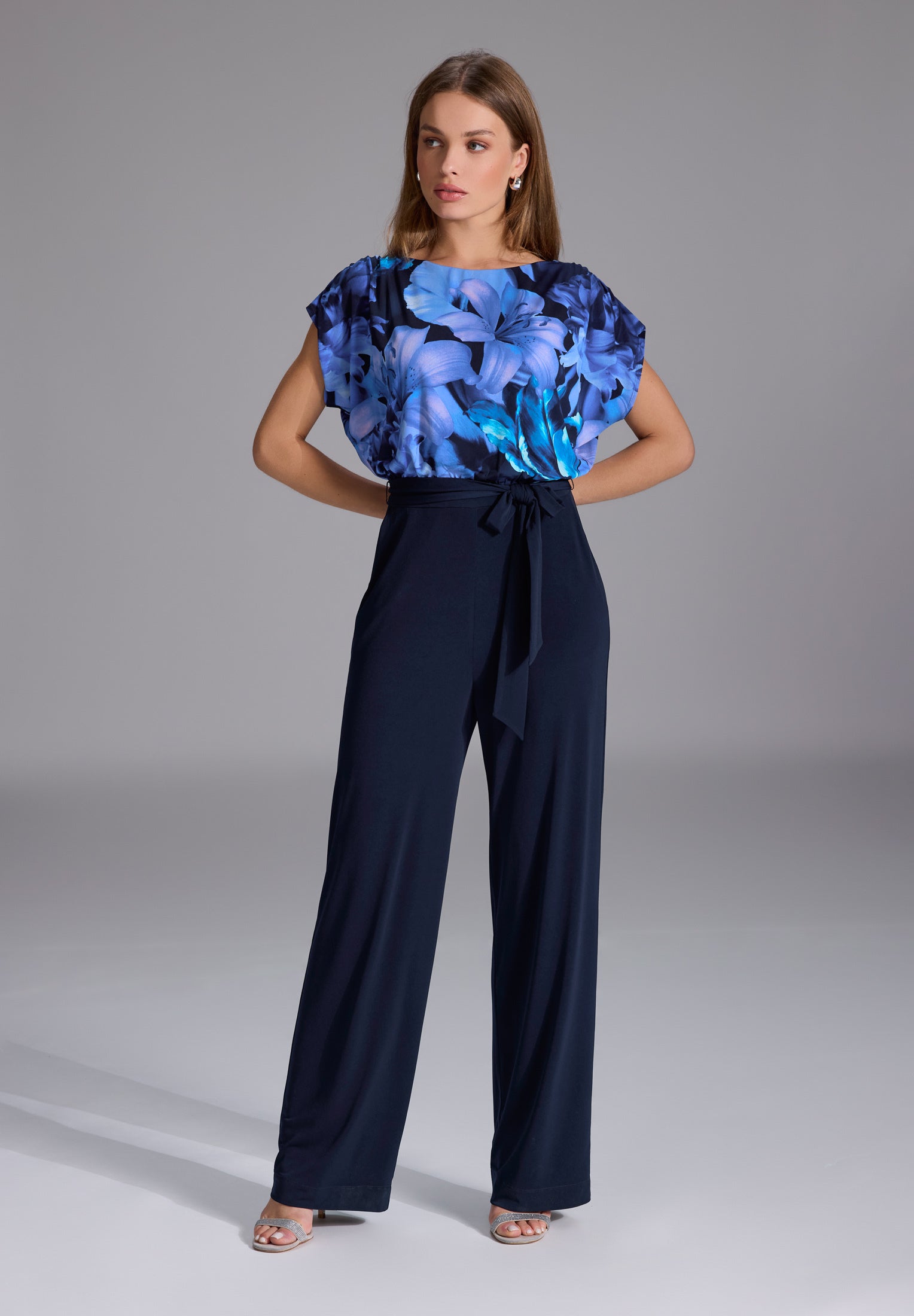 Elastischer Jersey Jumpsuit mit bedrucktem Oberteil navy | multi