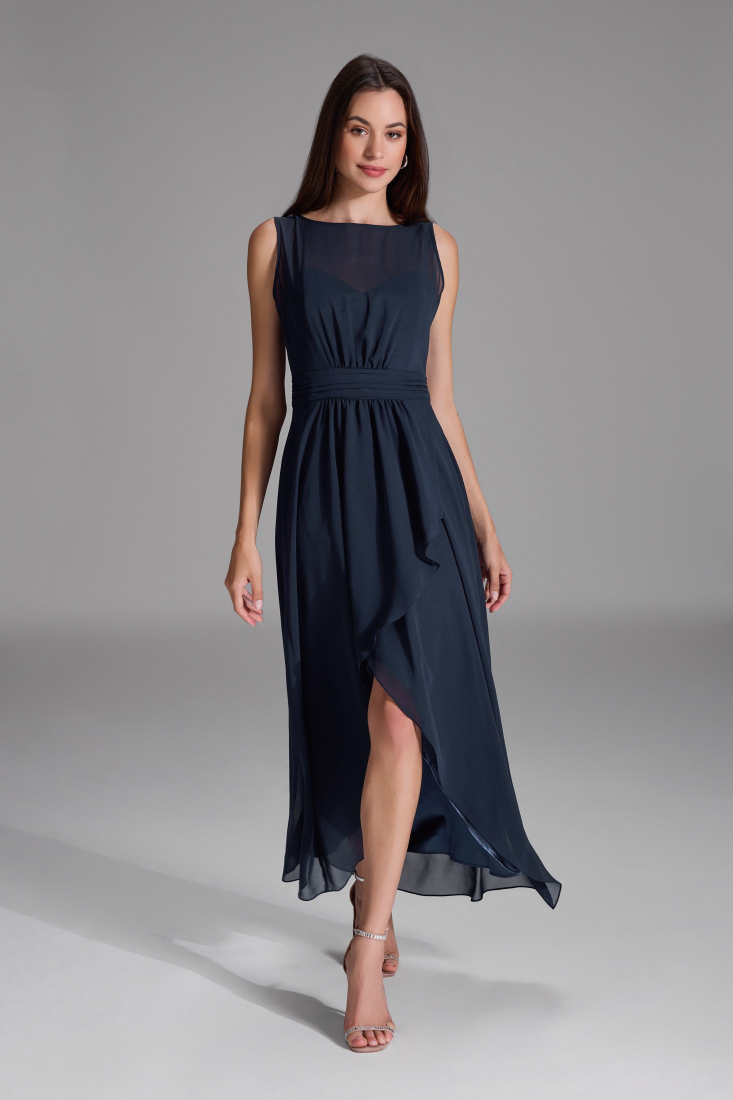 Abendkleid mit Vokuhila Rock navy