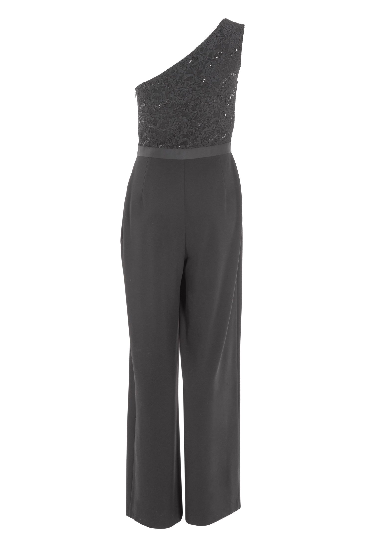 One Shoulder Jumpsuit mit Oberteil aus paillettenbesetzter Spitze