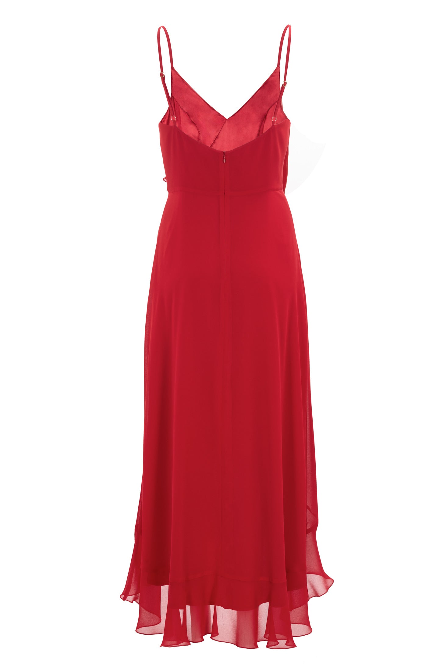 Abendkleid aus Chiffon Vokuhila Saum und Volants