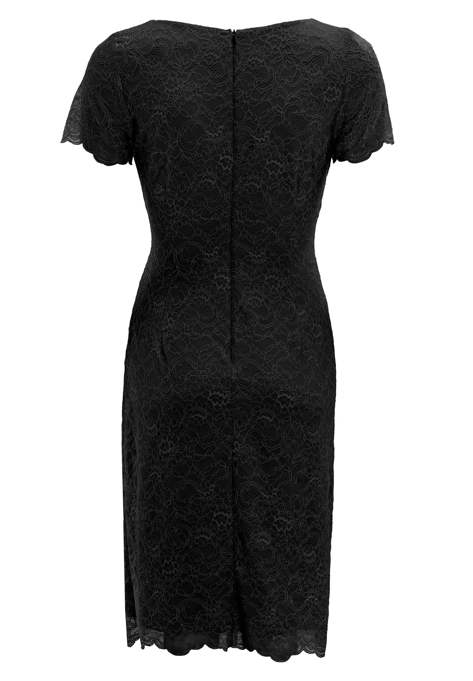 Etui Kleid aus feiner Spitze mit Bogenkante