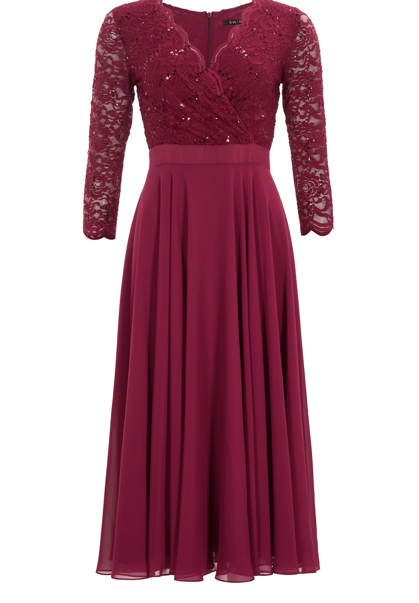 Cocktailkleid aus Material-Mix