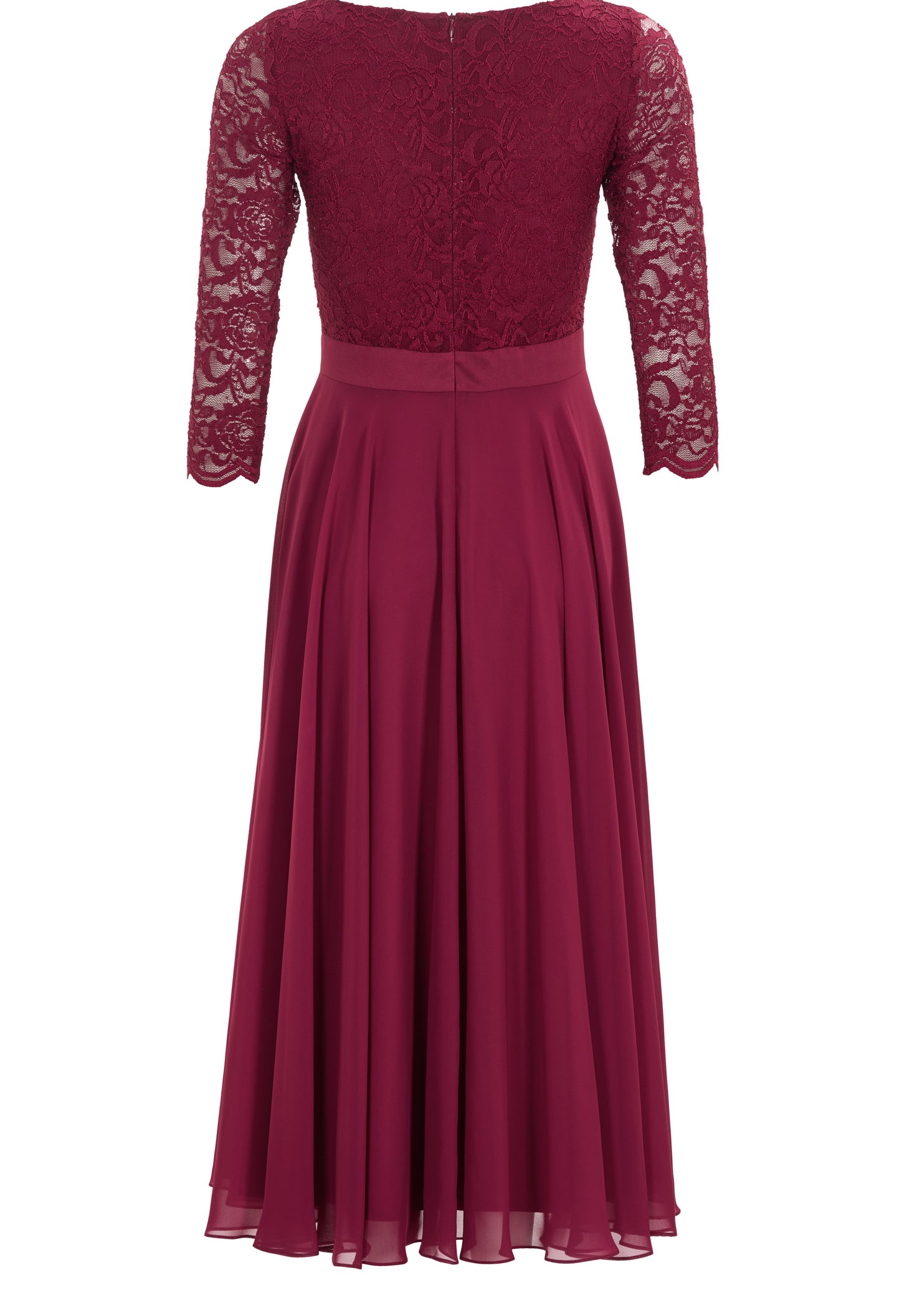 Abendkleid Midi mit Oberteil aus floraler Spitze und Chiffon Rock