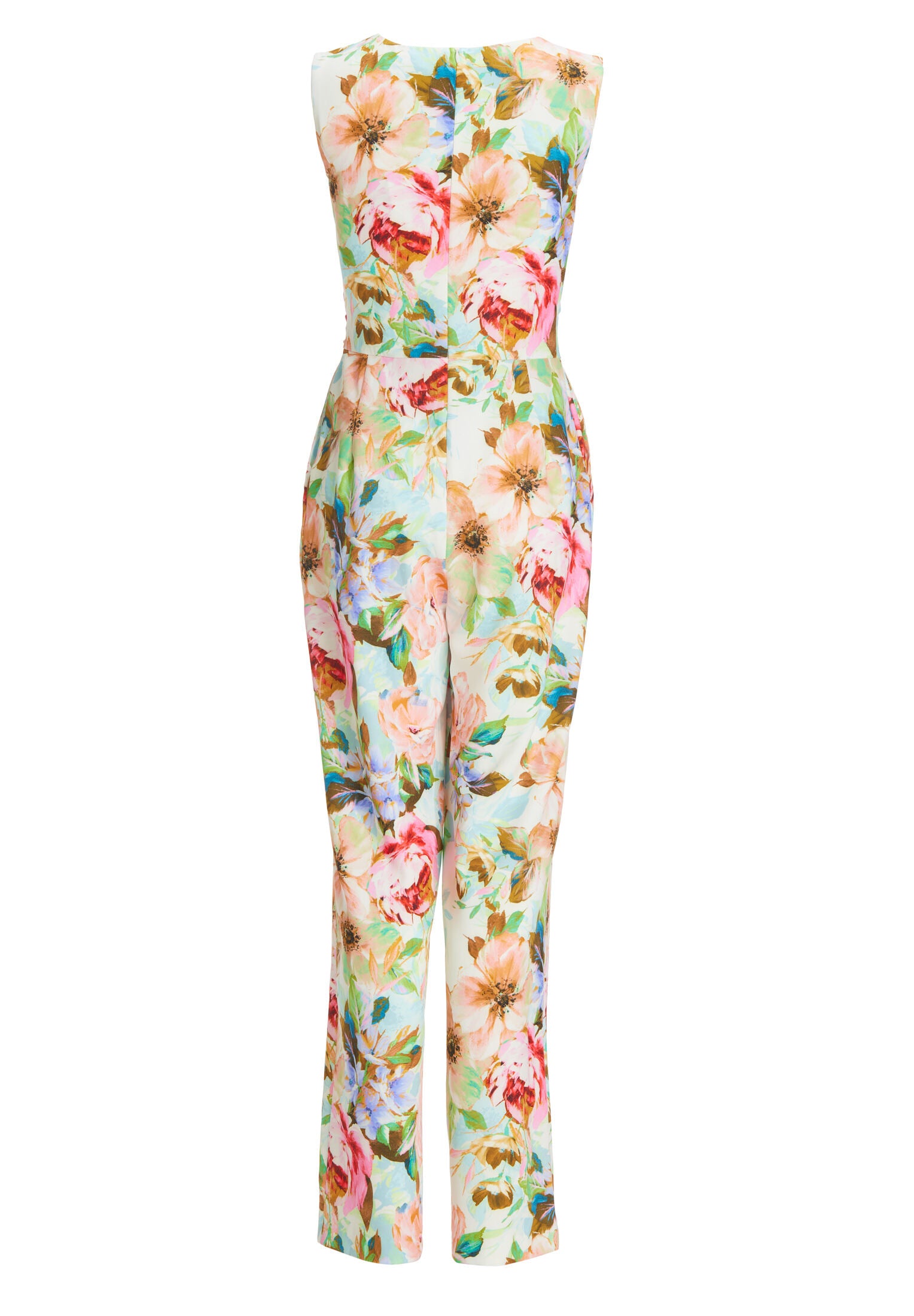 Jumpsuit aus leichtem Scuba mit Blumendruck und Drapierung