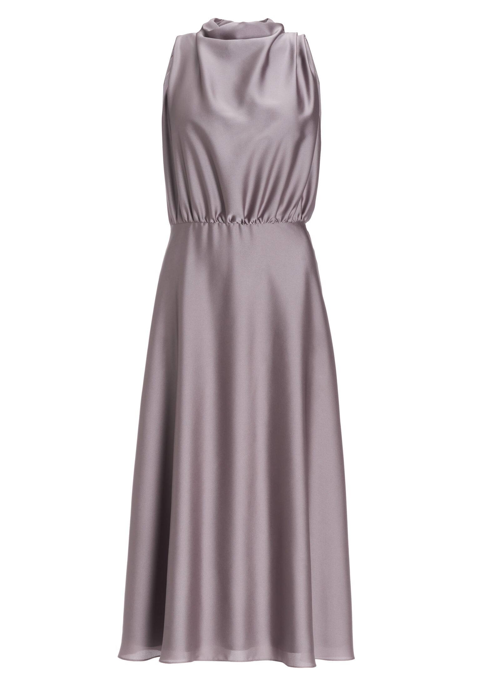 Midi Kleid aus nachhaltigem Satin mit Drapierung am Kragen