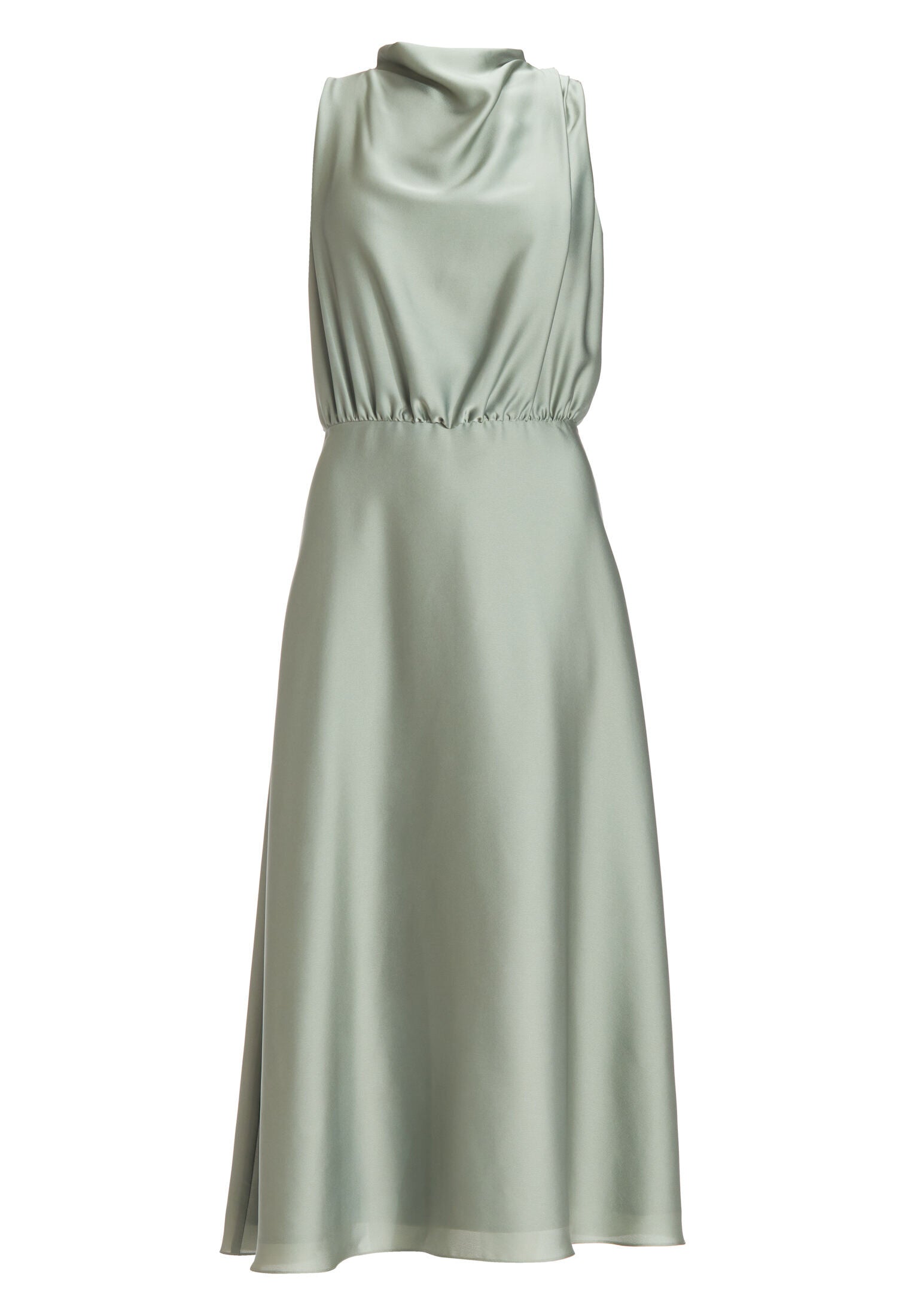 Midi Kleid aus nachhaltigem Satin mit Drapierung am Kragen