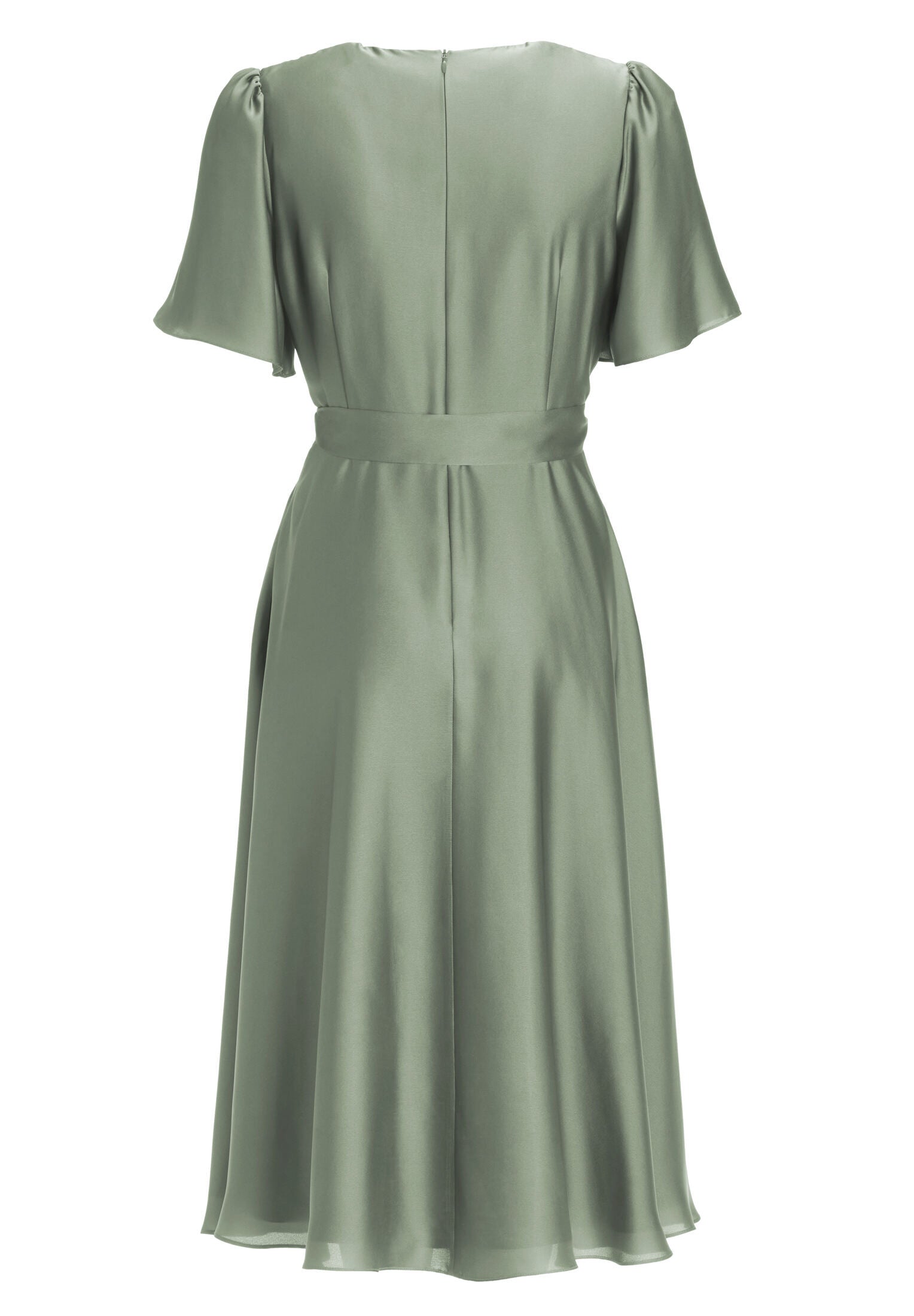 Cocktailkleid aus nachhaltigem Satin in Wickel Optik