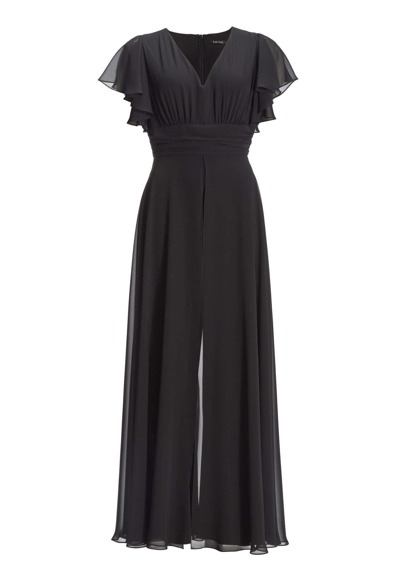 Chiffon Jumpsuit mit Überrock und Volantärmeln