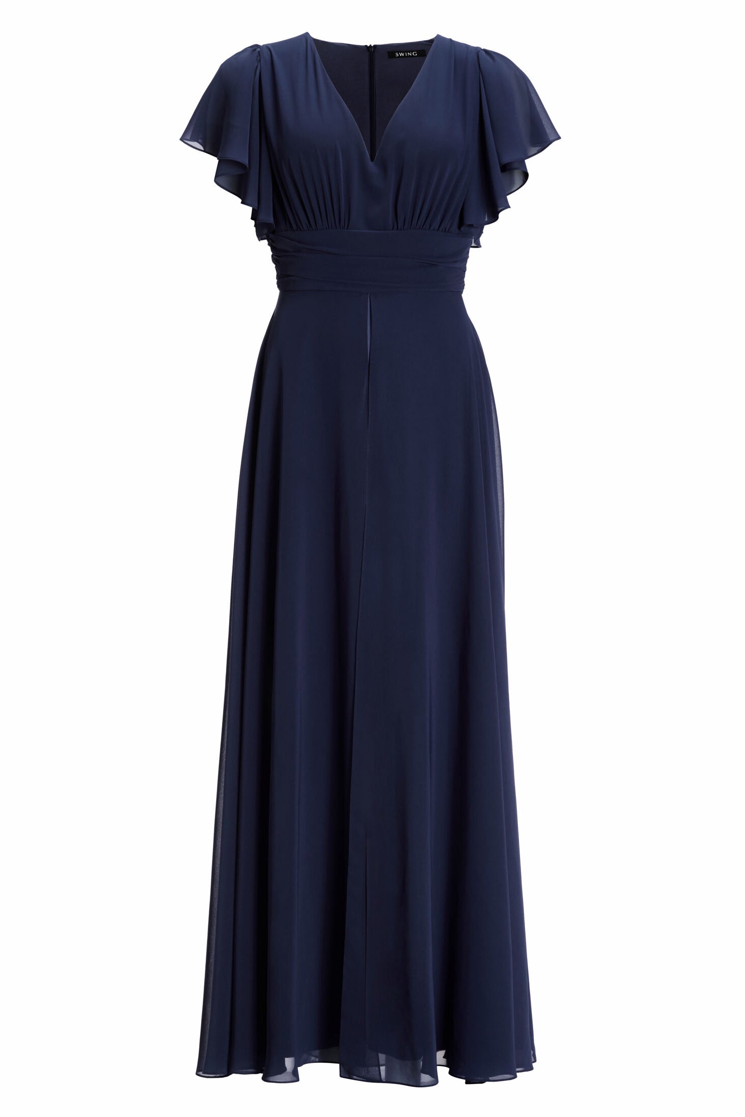 Chiffon Jumpsuit mit Überrock und Volantärmeln