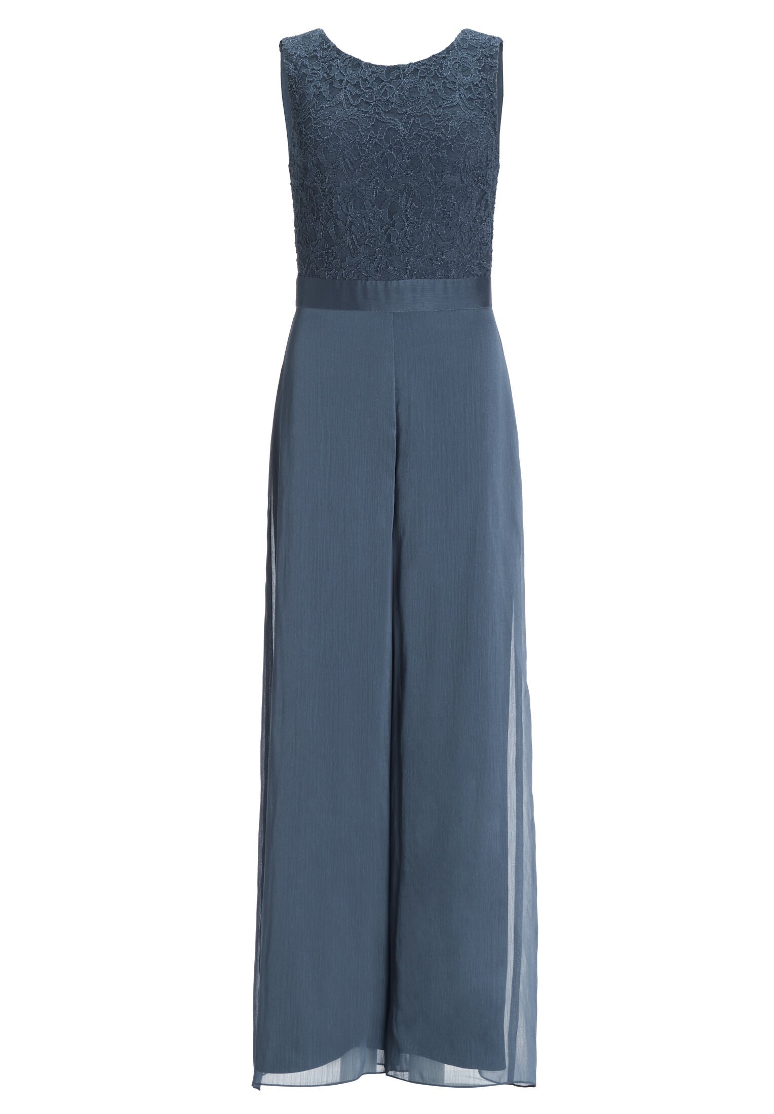 Jumpsuit mit weitem Bein und Oberteil aus elastischer Spitze