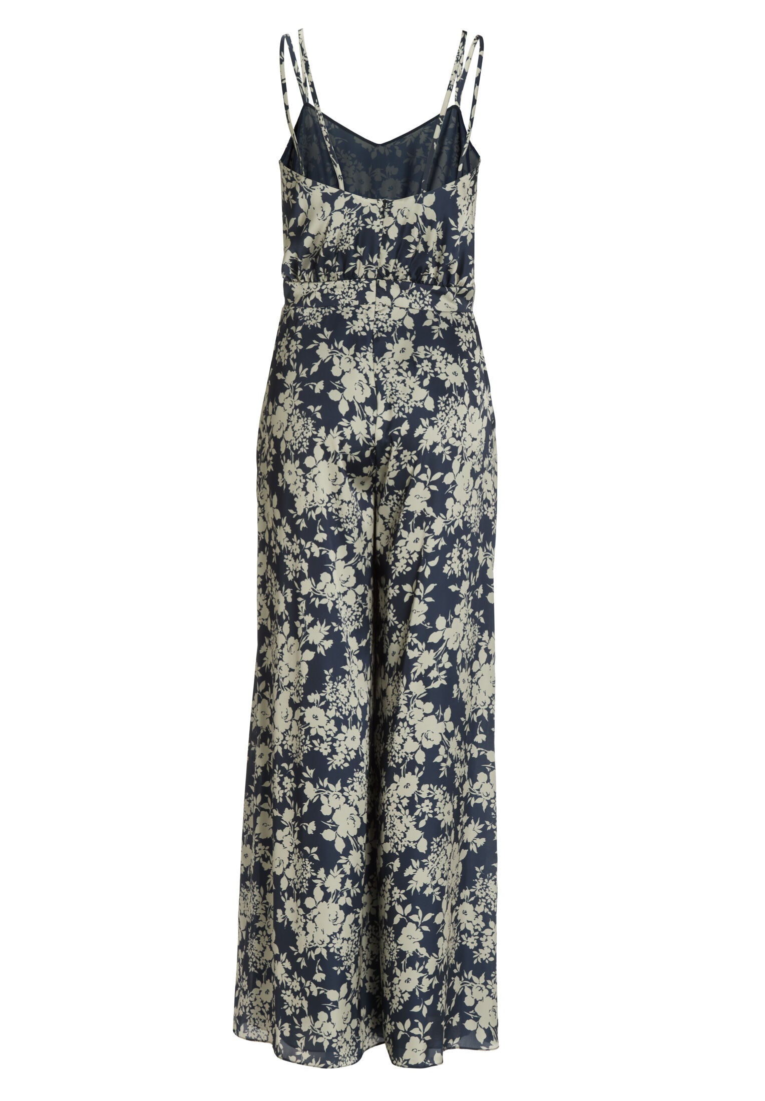 Jumpsuit aus floral bedrucktem Satin mit Spagettiträgern