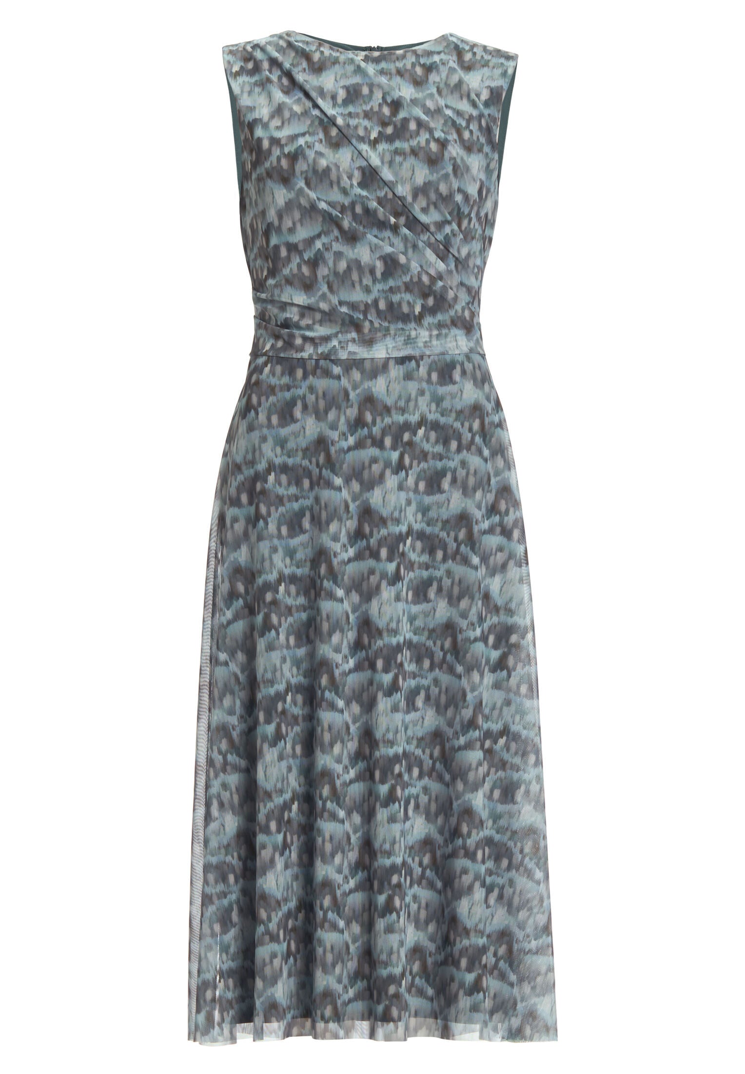 Midi Kleid aus weichem Mesh mit abstraktem Animal Print
