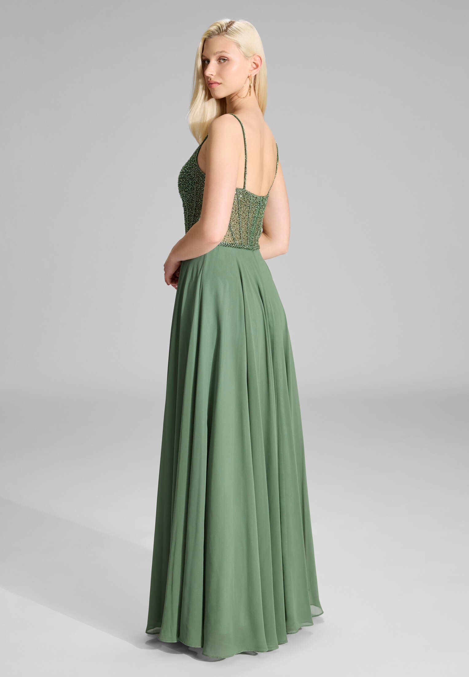 Chiffonkleid mit besticktem Top