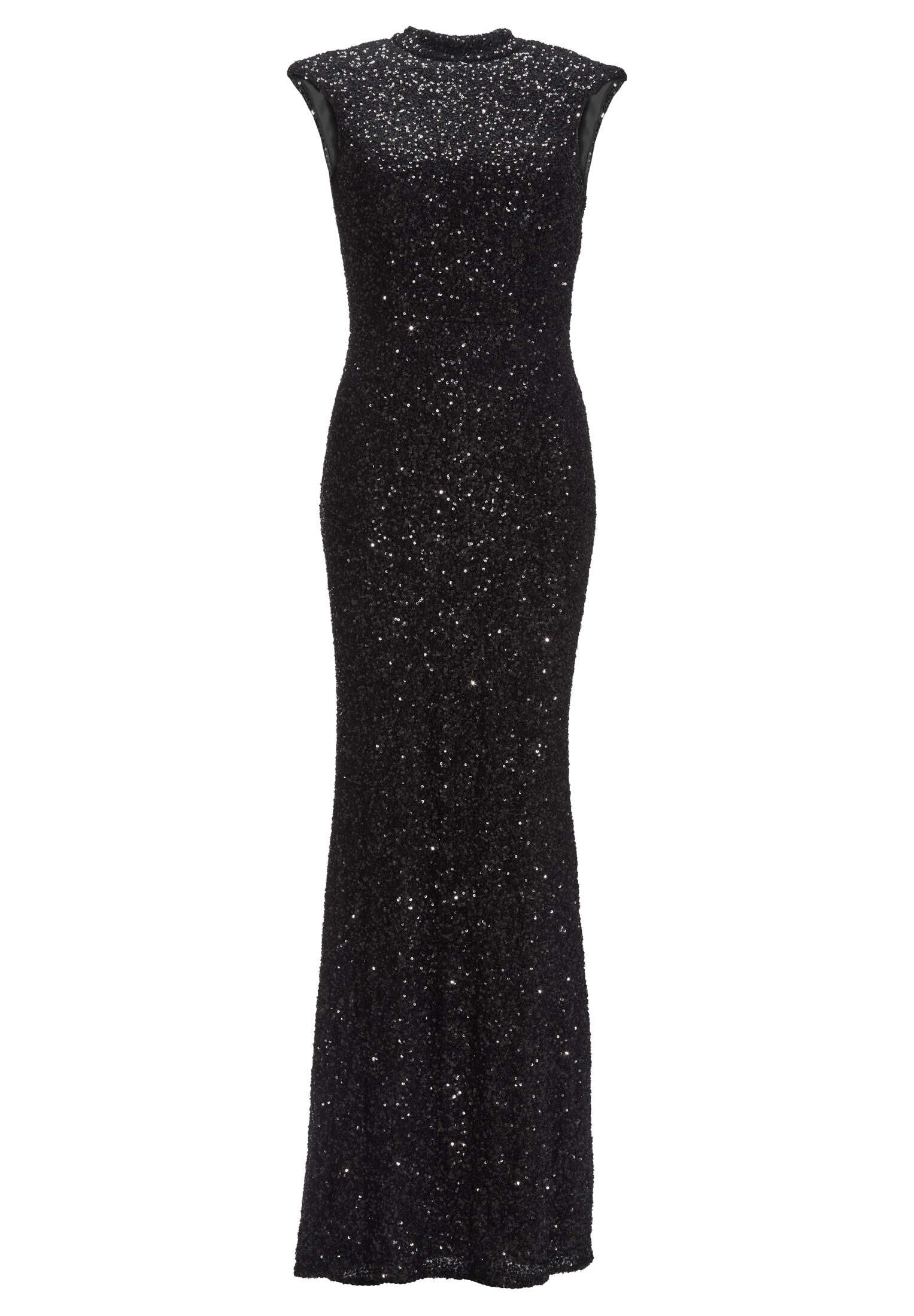 Hochgeschlossenes Paillettenkleid mit Rückenausschnitt
