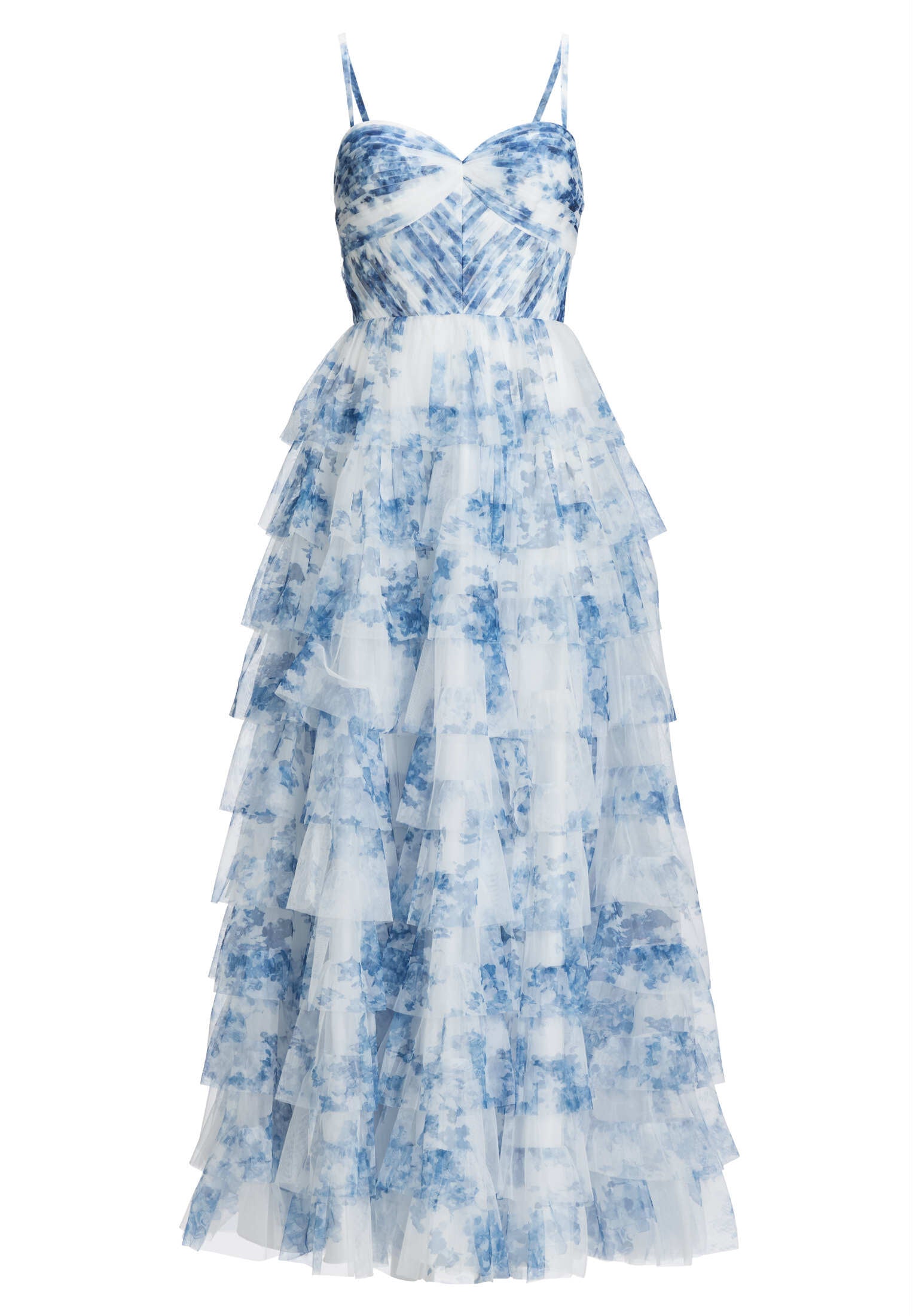 Abendkleid mit Rüschenrock und Allover Print