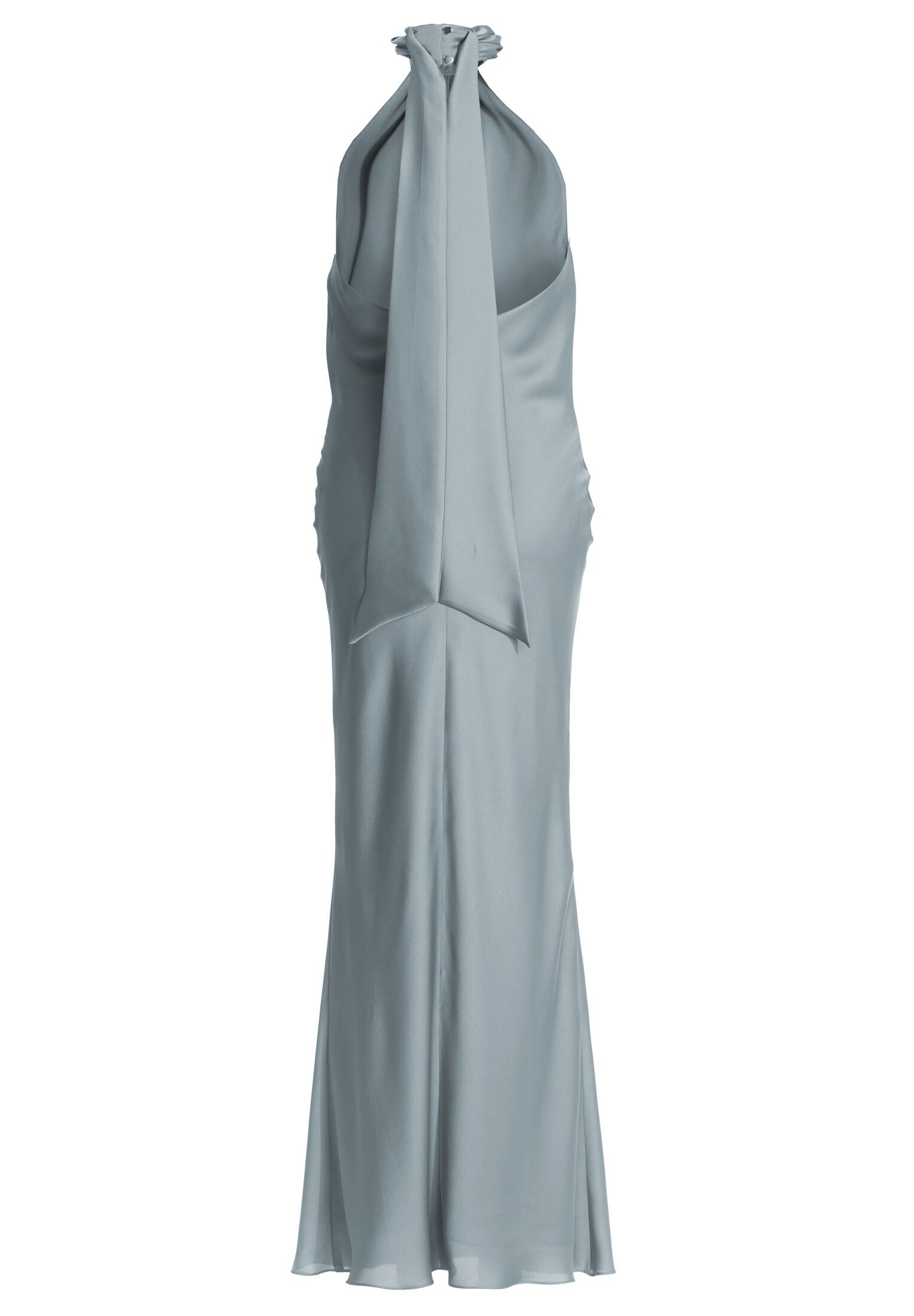 Abendkleid aus nachhaltigem Satin mit Stehkragen