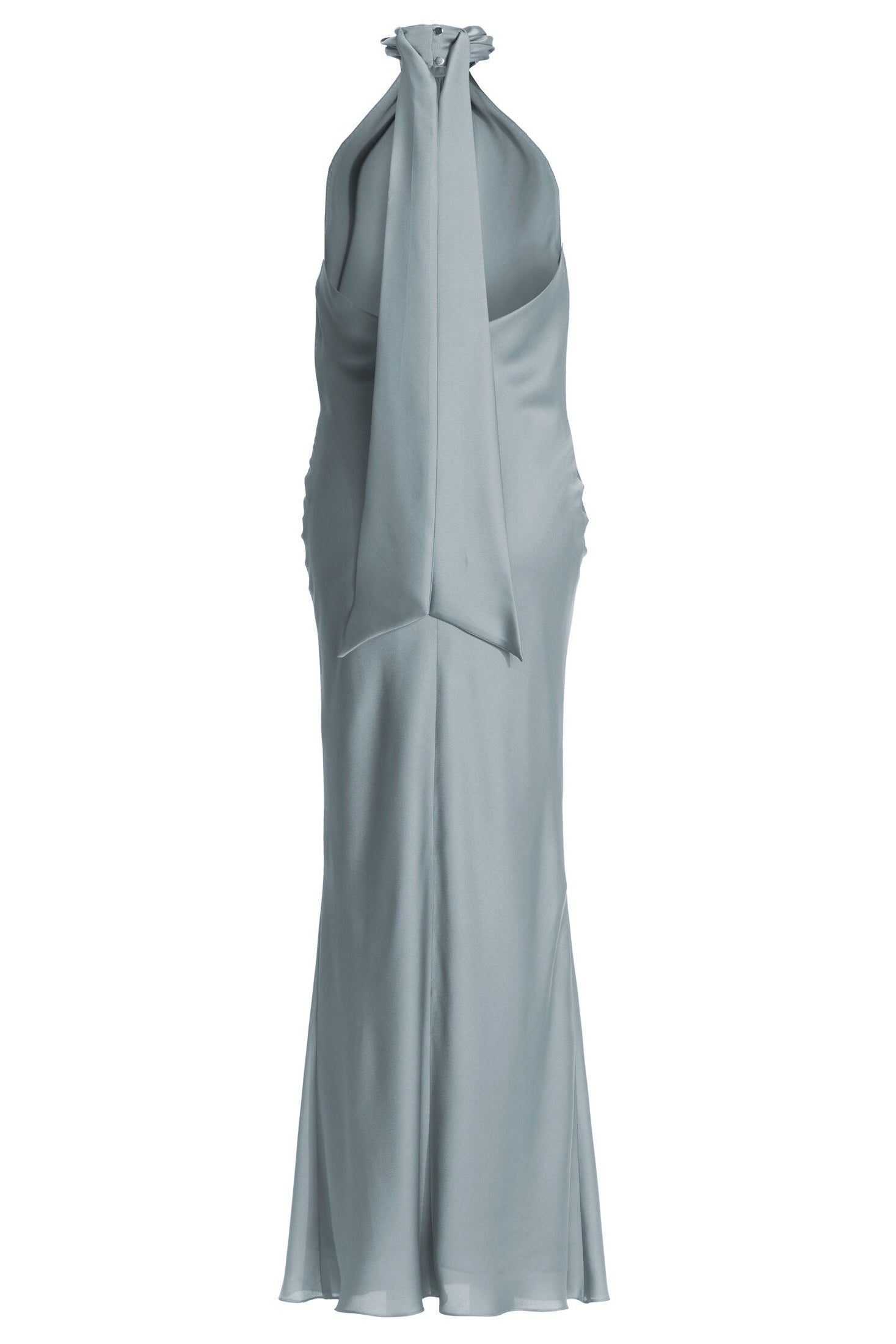 Abendkleid aus nachhaltigem Satin mit Stehkragen