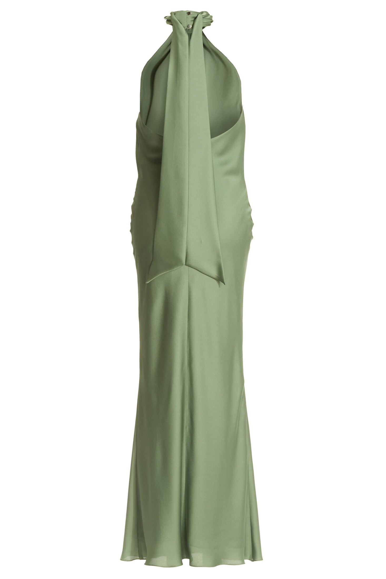 Abendkleid aus nachhaltigem Satin mit Stehkragen