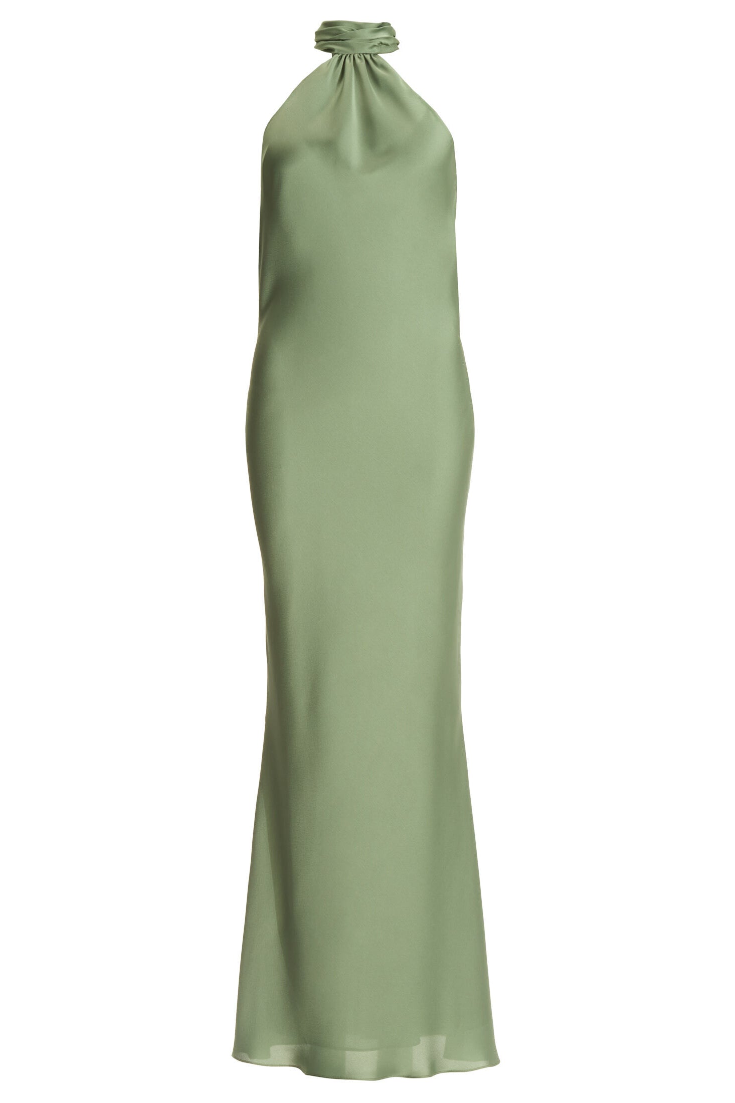 Abendkleid aus nachhaltigem Satin mit Stehkragen