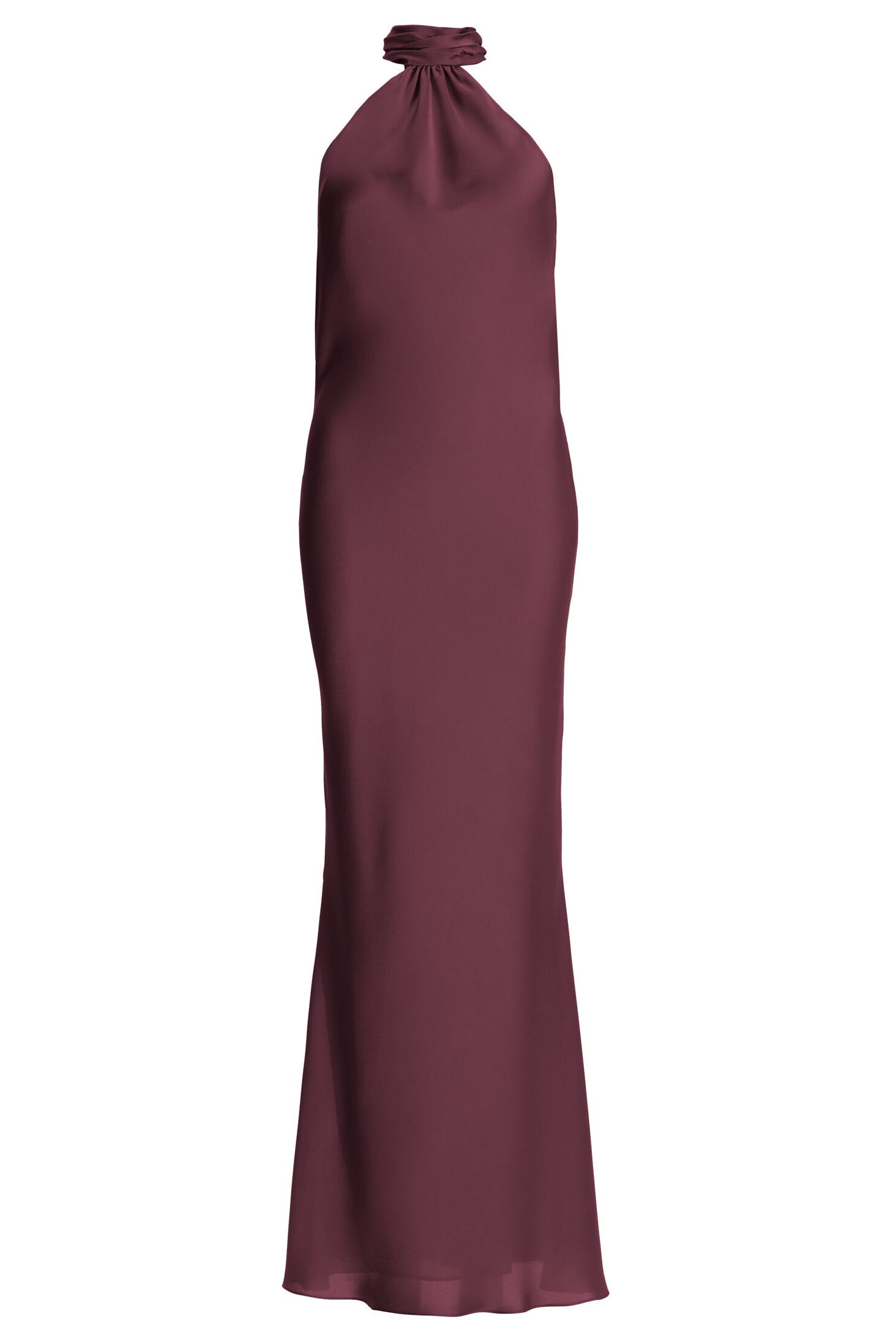 Abendkleid aus nachhaltigem Satin mit Stehkragen