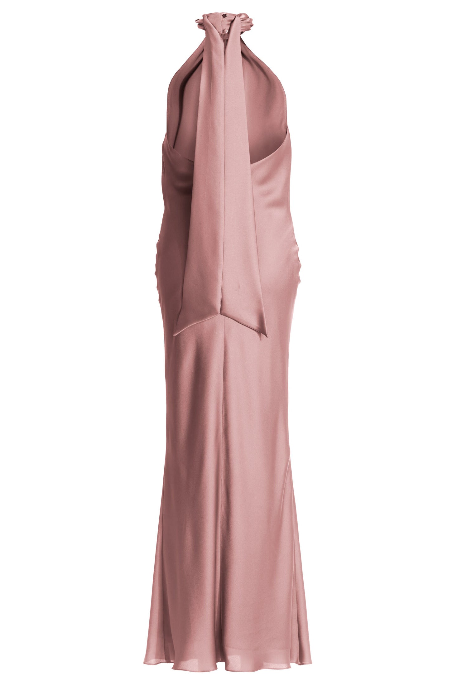 Abendkleid aus nachhaltigem Satin mit Stehkragen