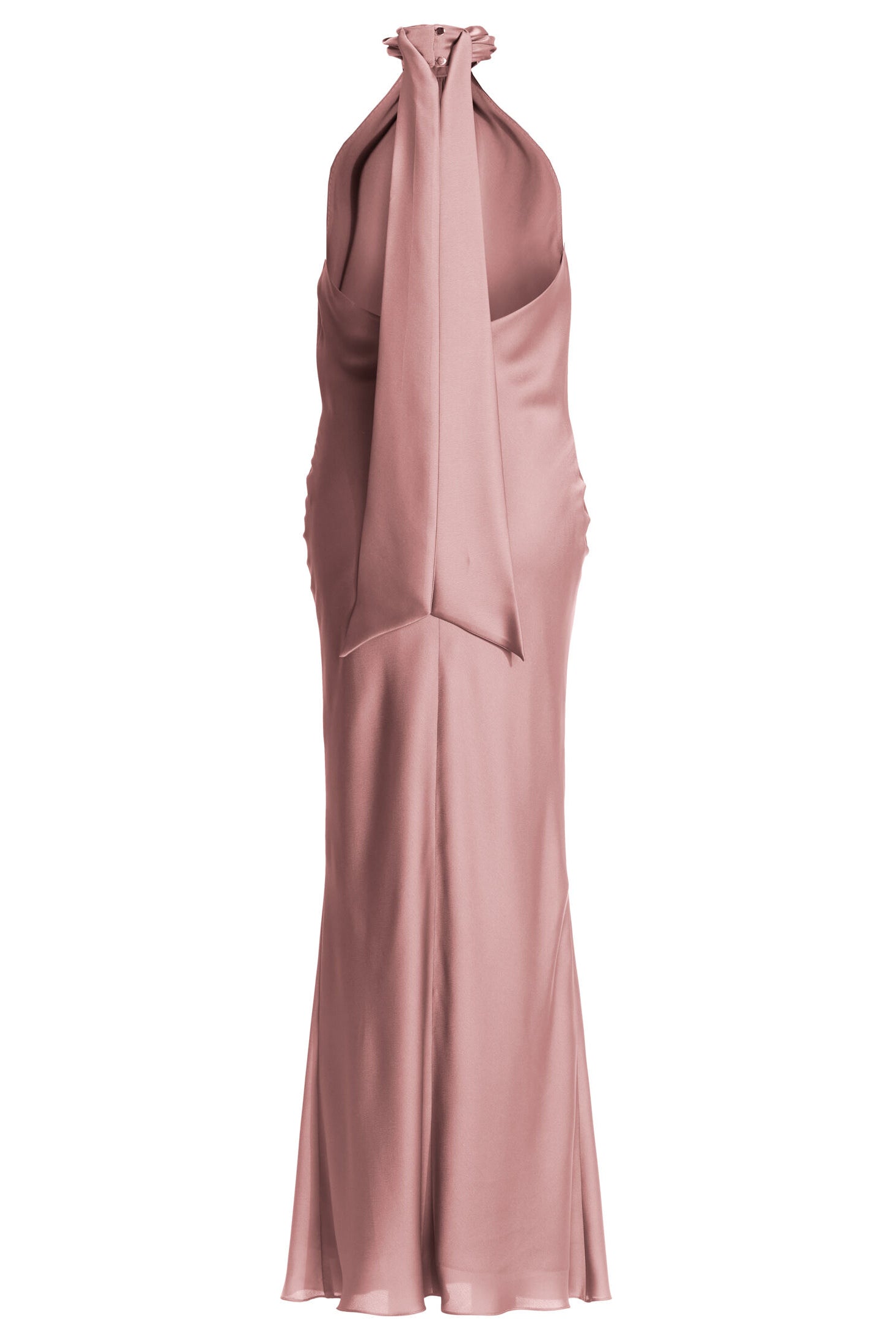 Abendkleid aus nachhaltigem Satin mit Stehkragen