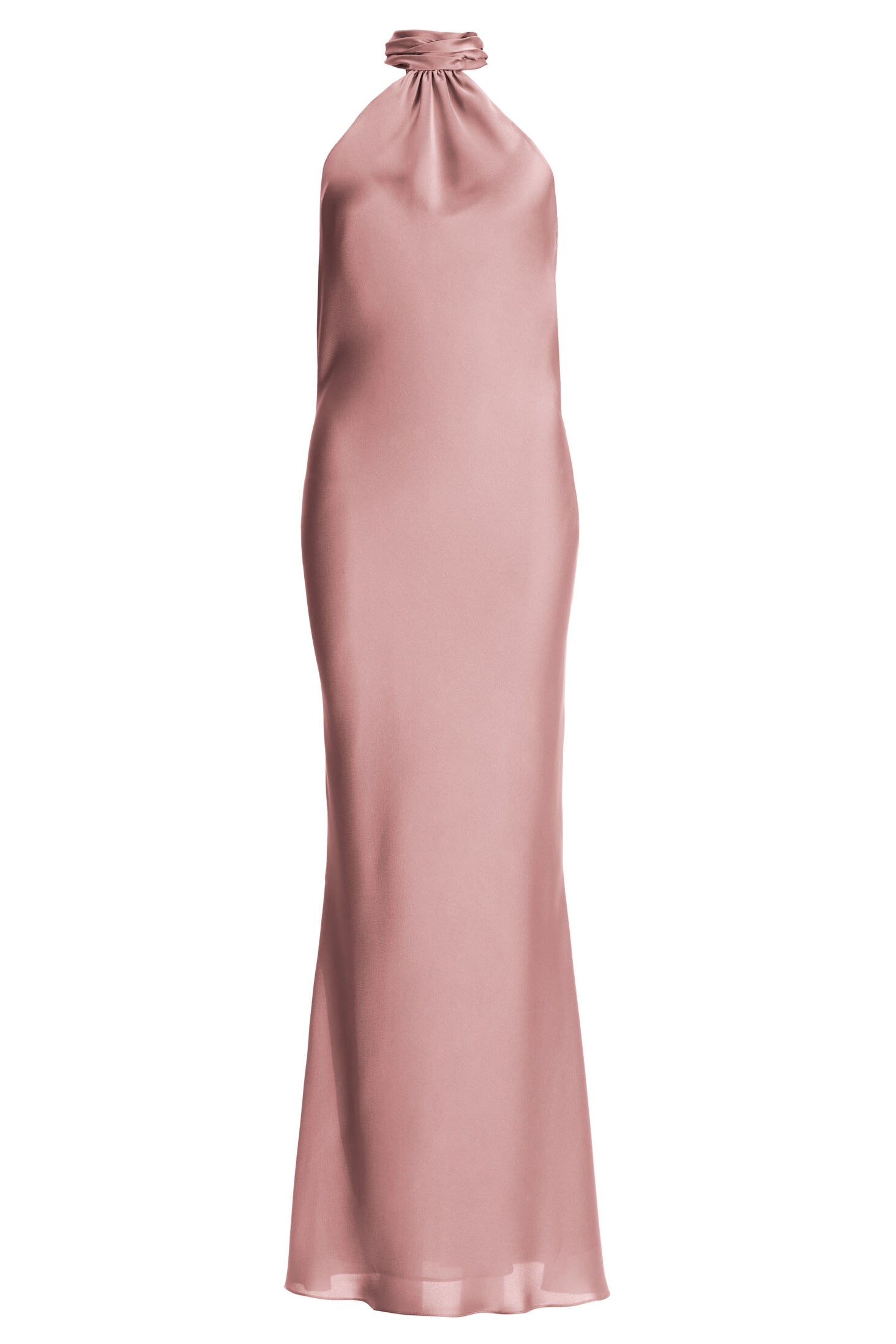 Abendkleid aus nachhaltigem Satin mit Stehkragen