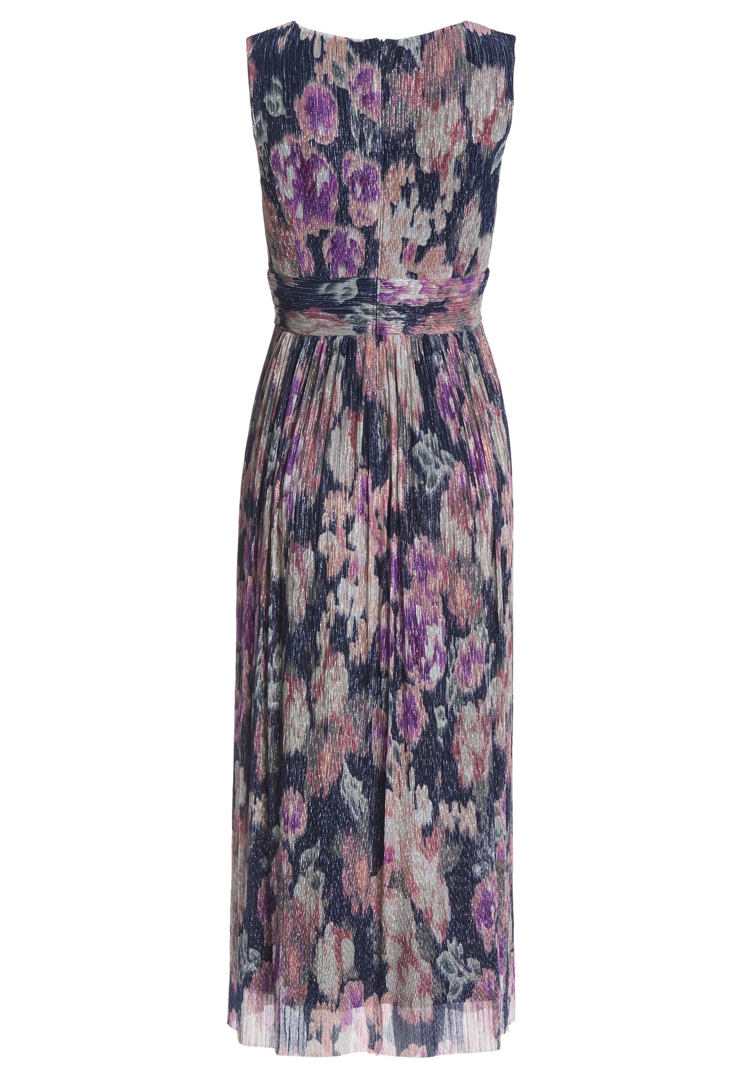 Cocktailkleid aus bedrucktem Plissee Jersey mit V-Ausschnitt