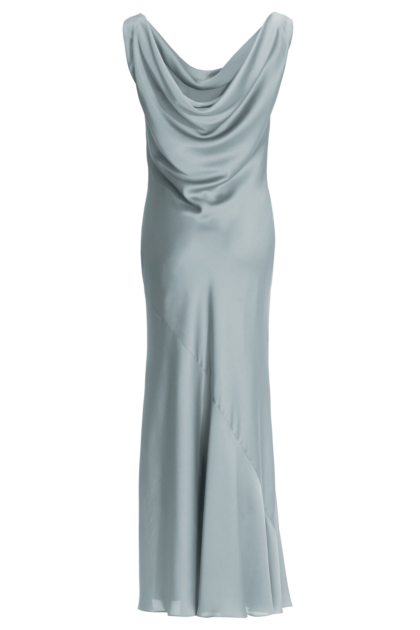 Abendkleid aus nachhaltigem Satin mit Wasserfall Ausschnitt