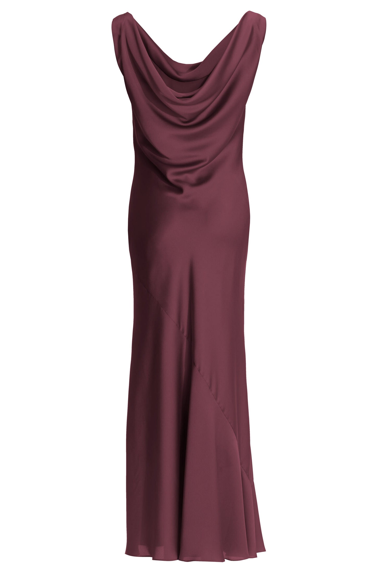 Abendkleid aus nachhaltigem Satin mit Wasserfall Ausschnitt