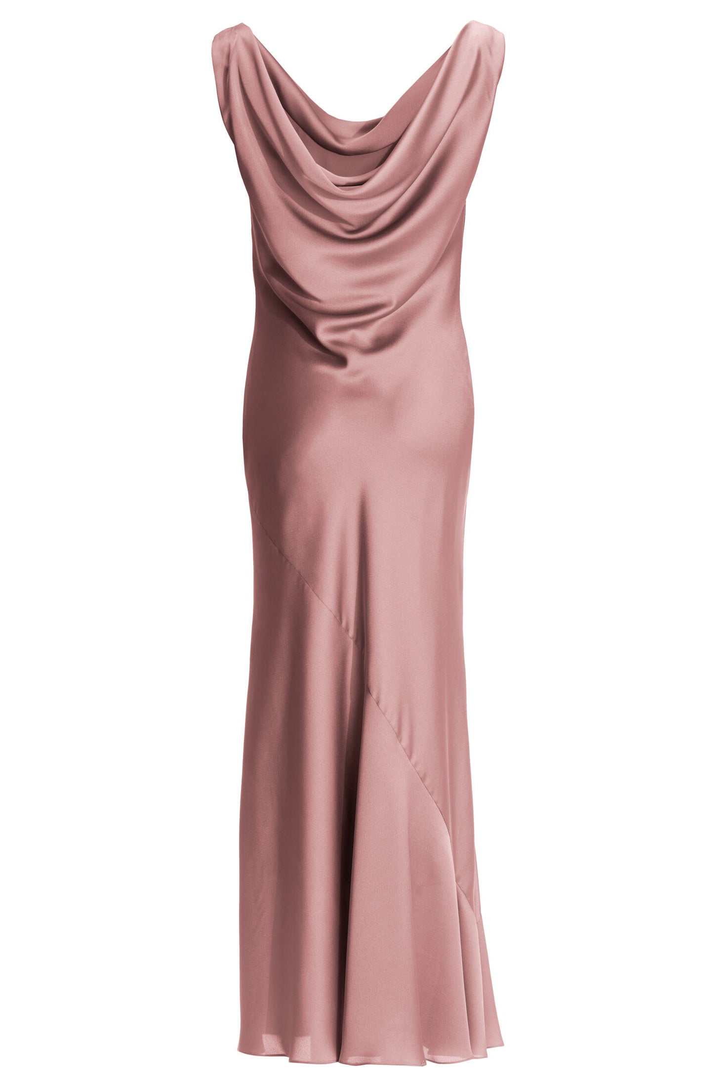 Abendkleid aus nachhaltigem Satin mit Wasserfall Ausschnitt