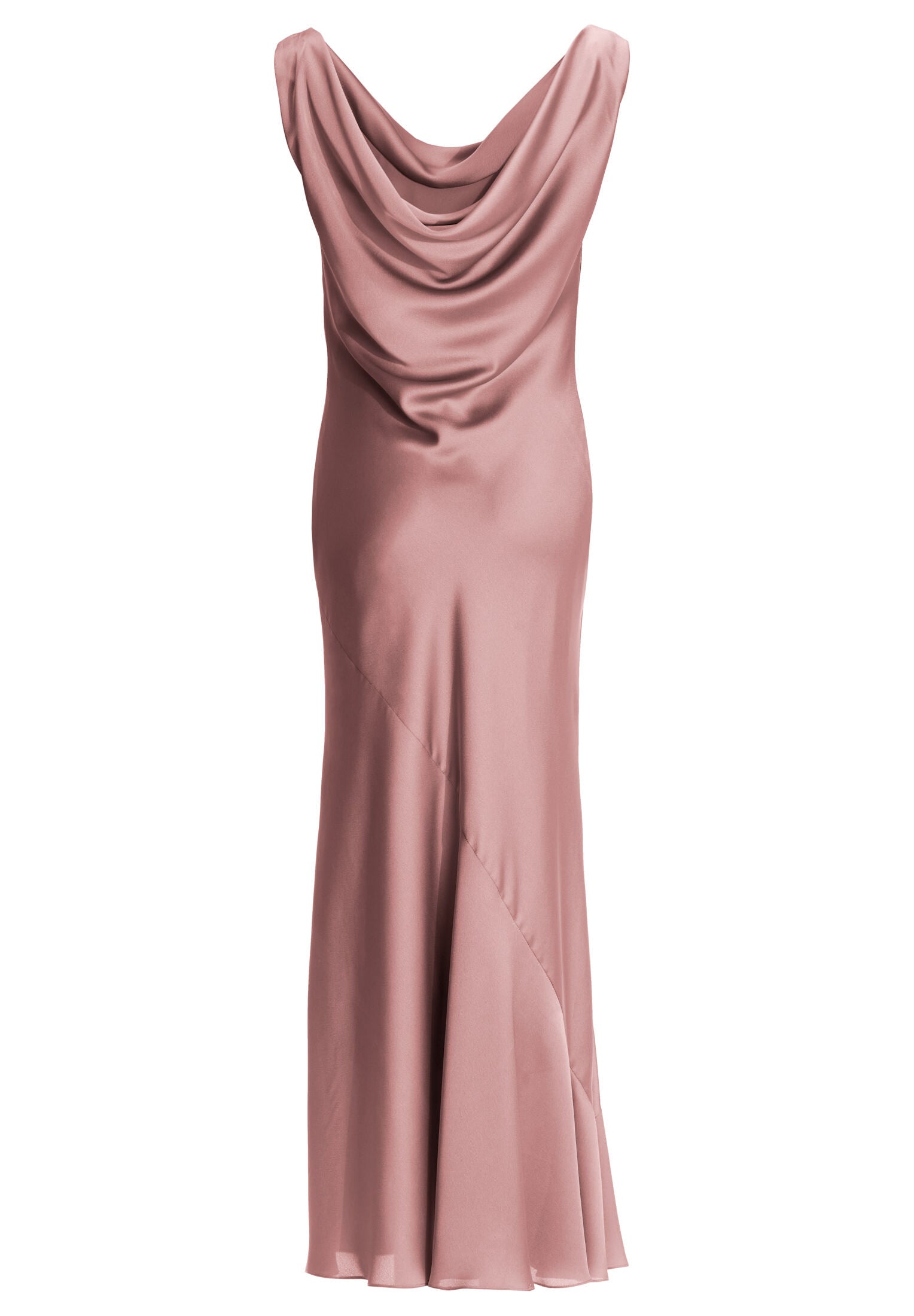 Abendkleid aus nachhaltigem Satin mit Wasserfall Ausschnitt