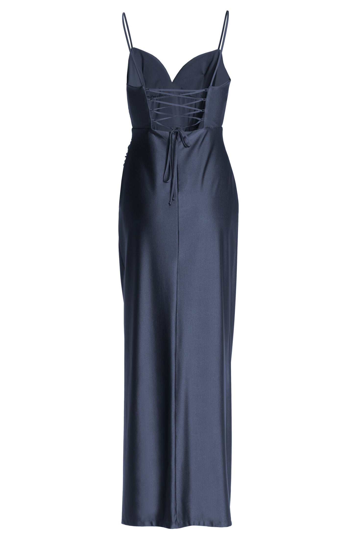 Figurbetontes Abendkleid aus Jersey Satin mit Schnürung im Rücken