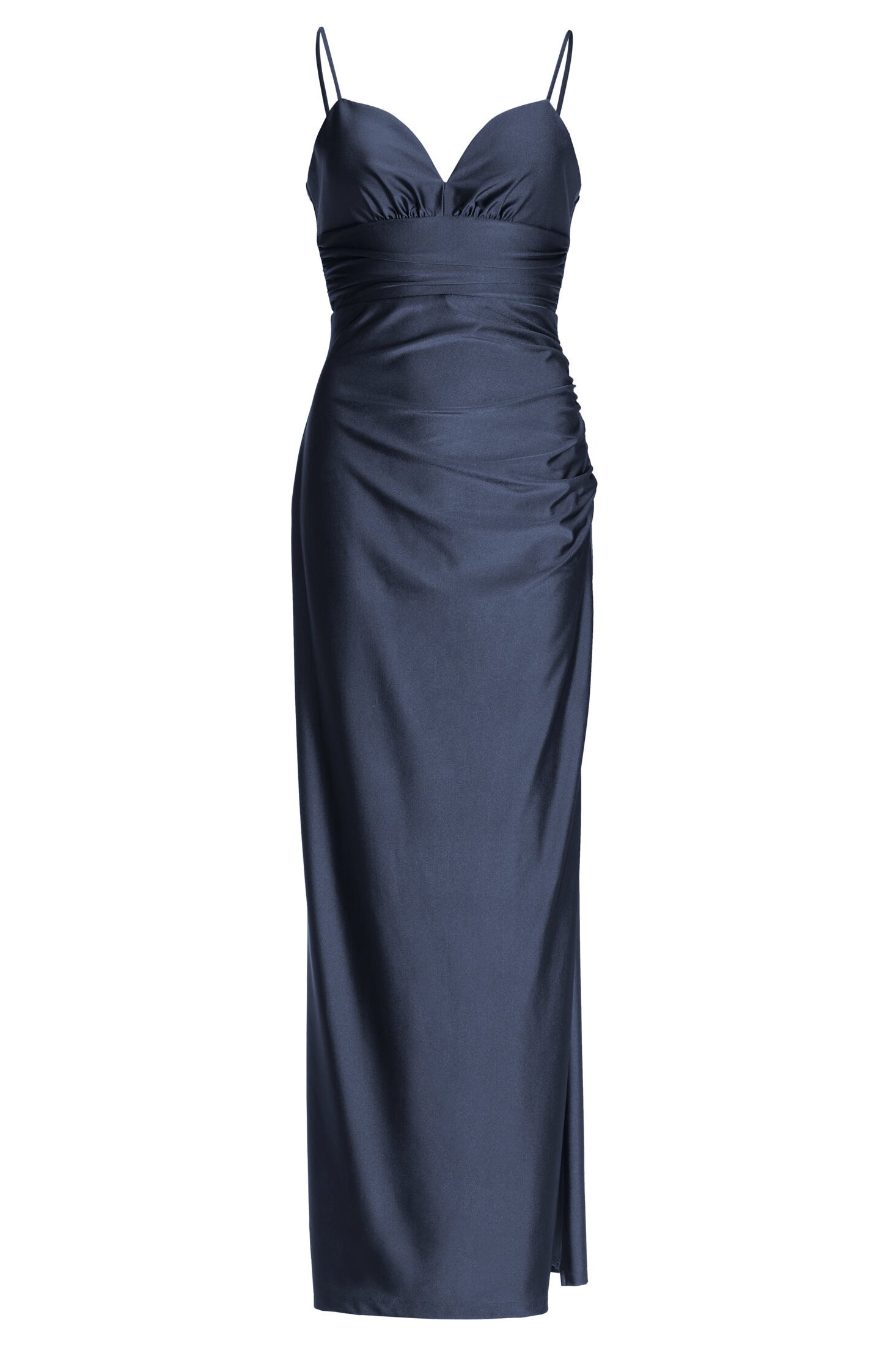 Figurbetontes Abendkleid aus Jersey Satin mit Schnürung im Rücken