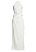 Figurbetontes Abendkleid aus Stretch Satin mit Drapierung am Kragen