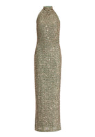 Figurbetontes Paillettenkleid mit Drapierung am Kragen